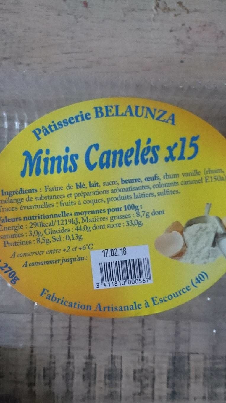 Patisserie Belaunza Mini canelés x15 packshot
