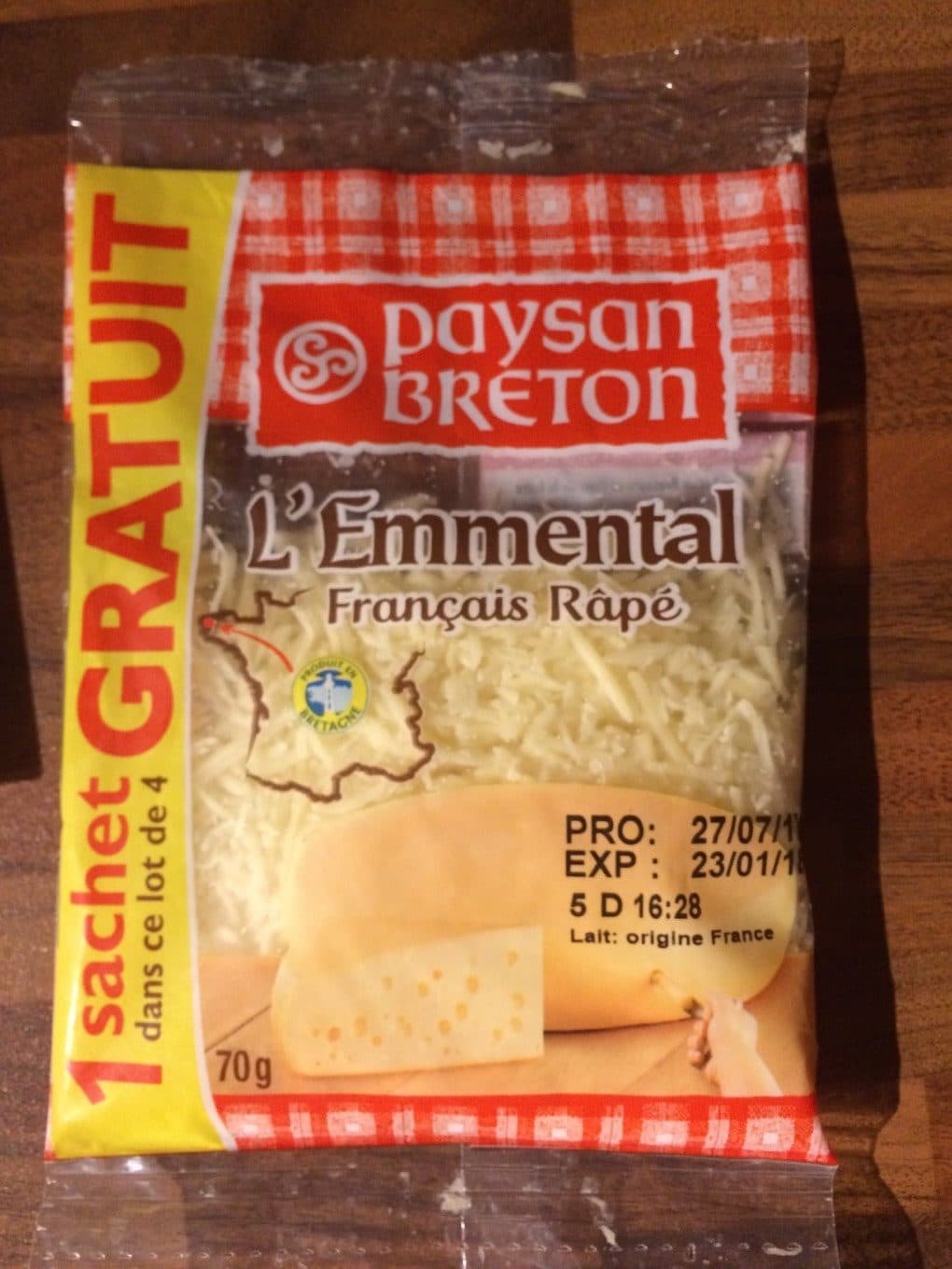 Paysan Breton Emmental français rapé packshot