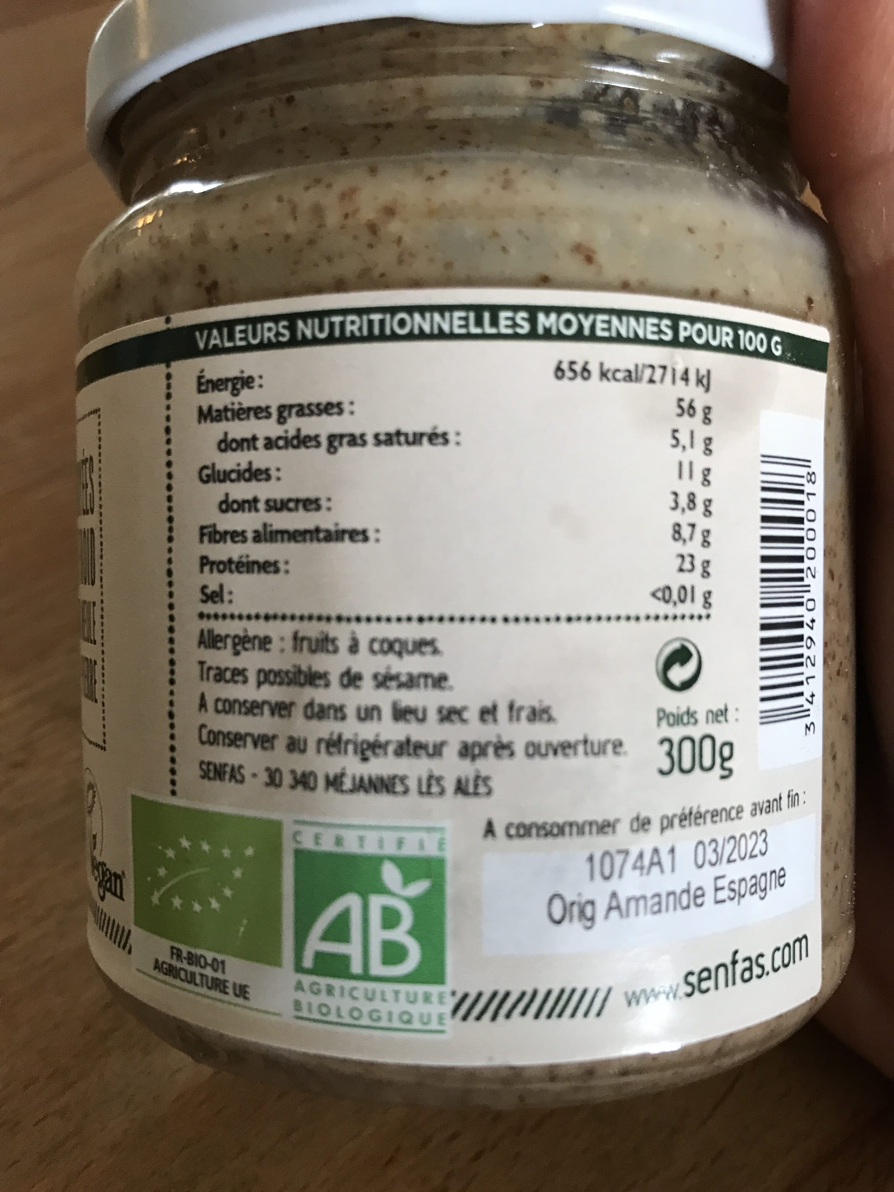 Senfas Crème d'amandes Complètes packshot