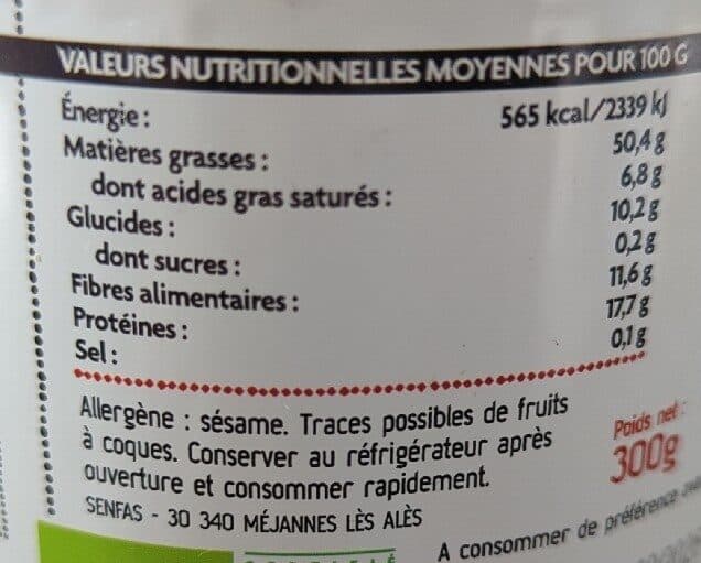 Senfas Crème de sésame noir packshot