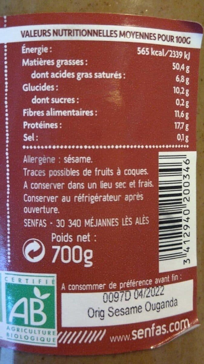 Senfas Creme de sesame complet packshot
