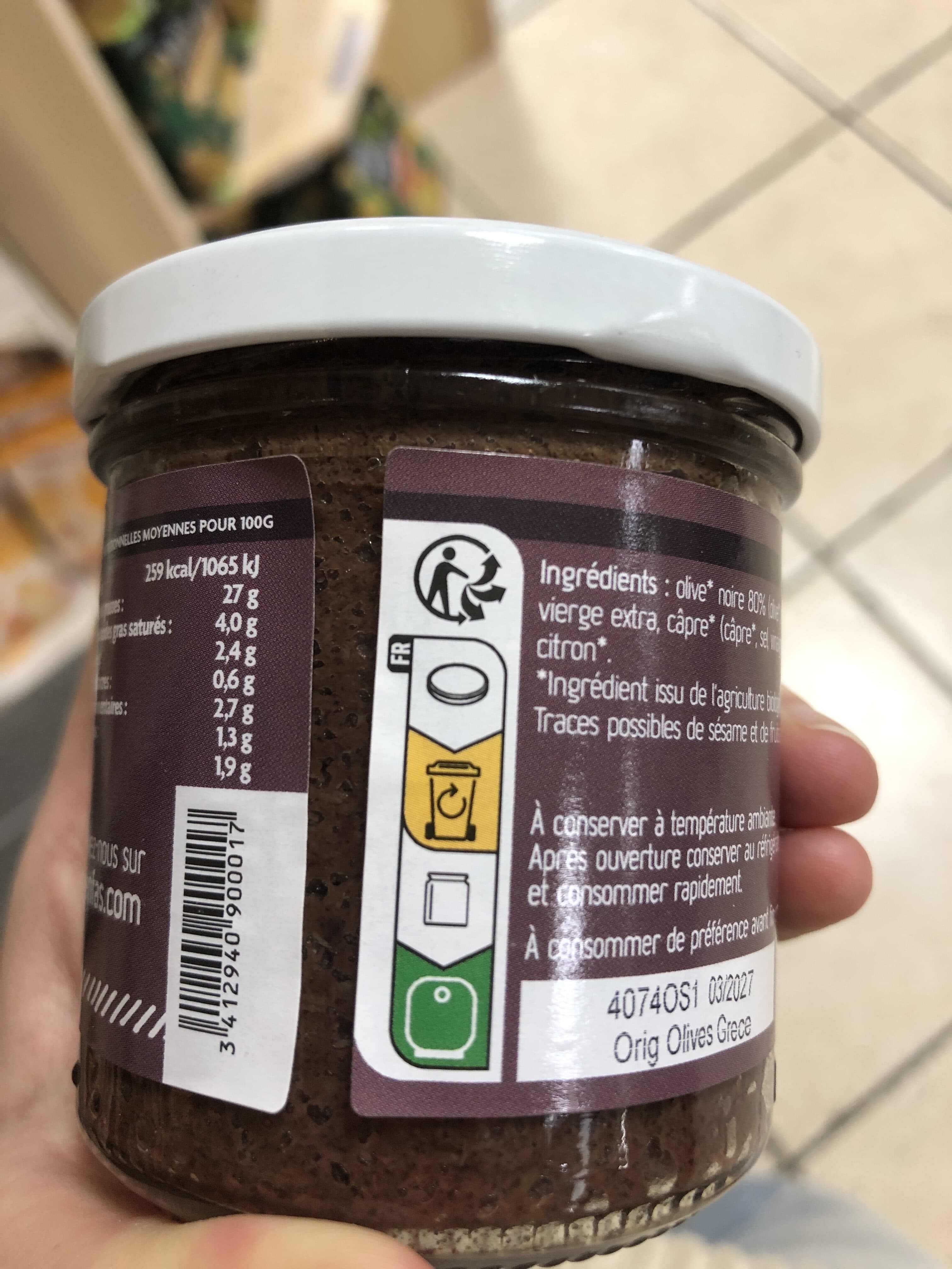 Senfas Tapenade Olives Noires packshot