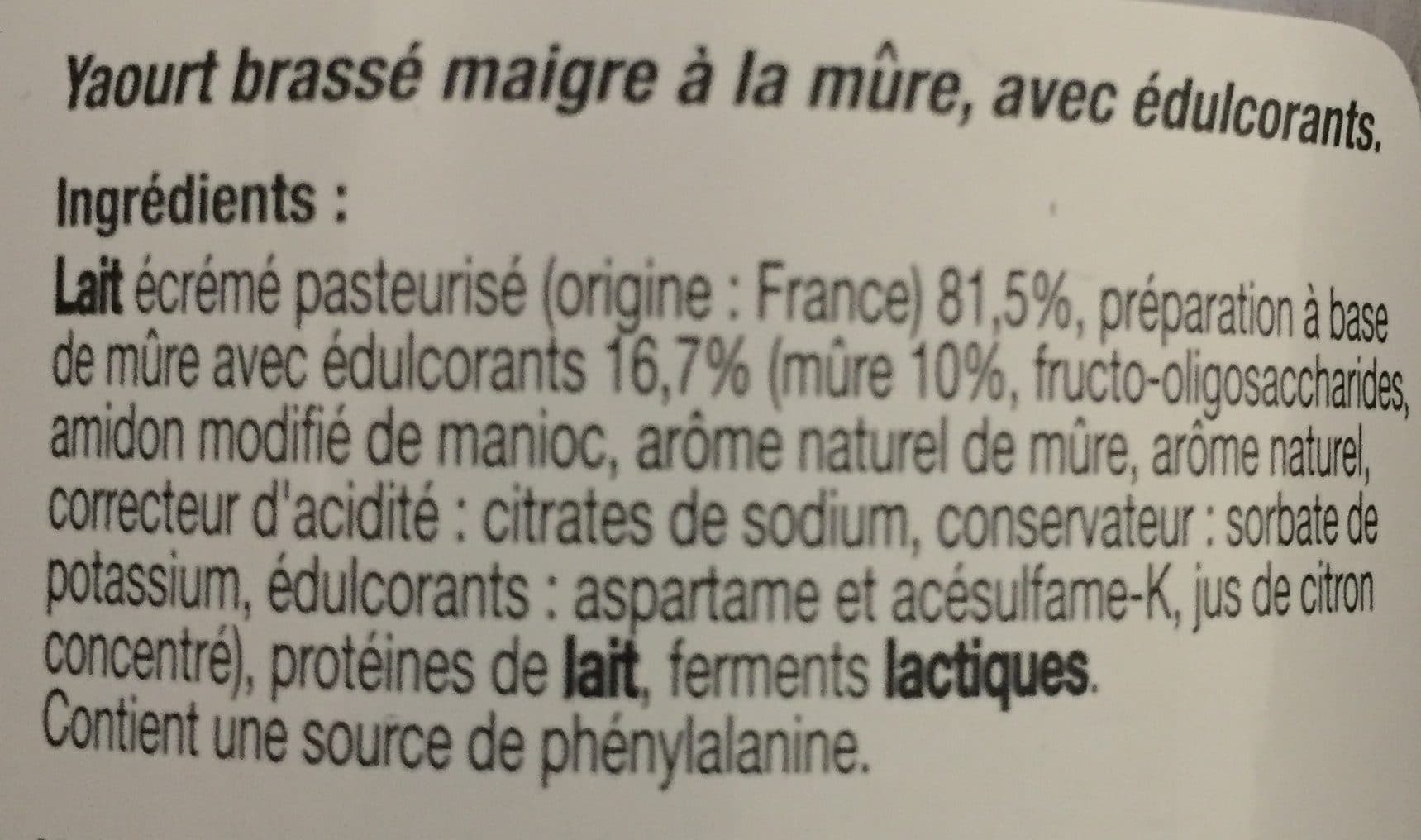 Ferme Collet Yaourt 0% Mure packshot