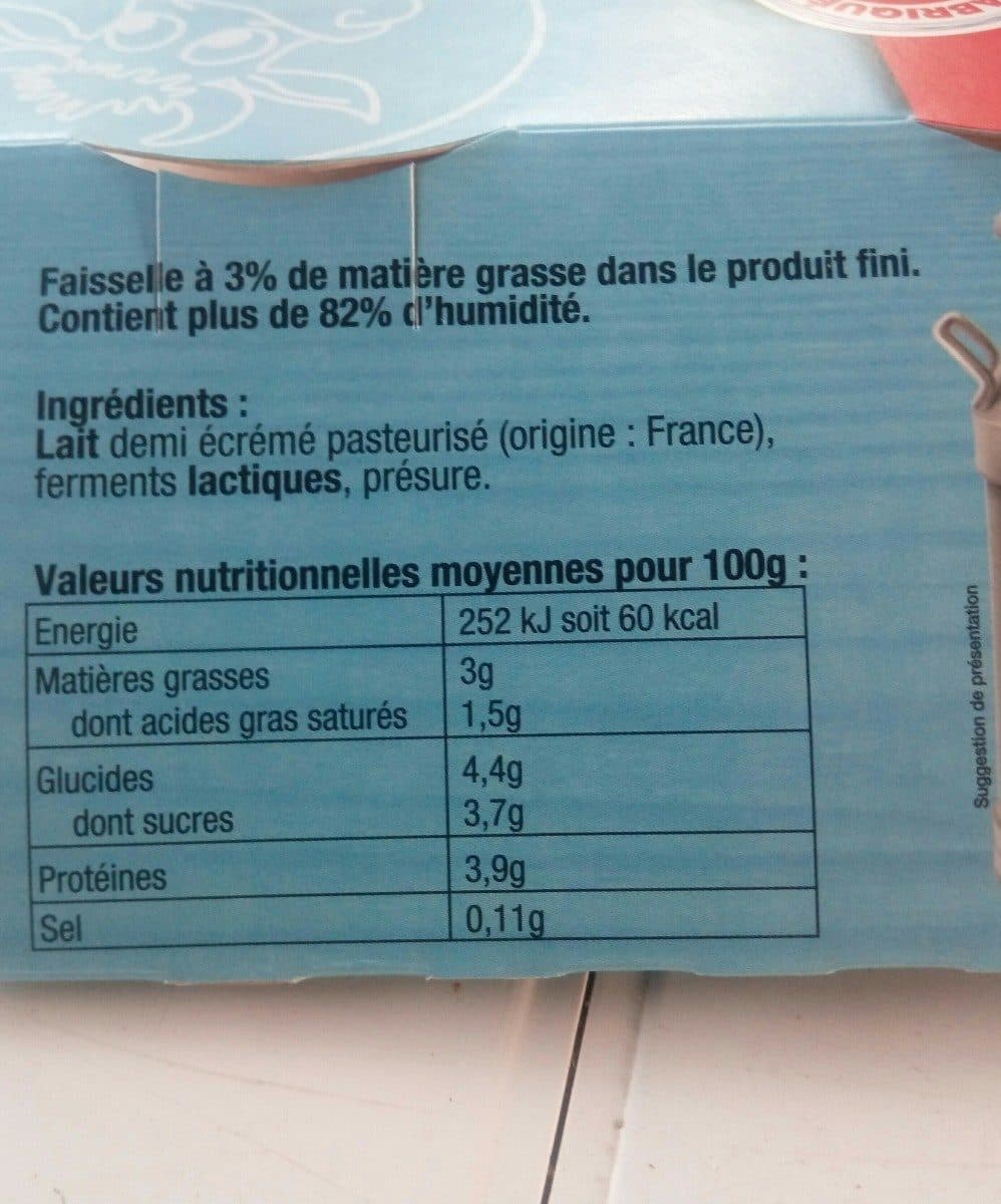 Open Food Facts Faisselle moulée a la louche packshot
