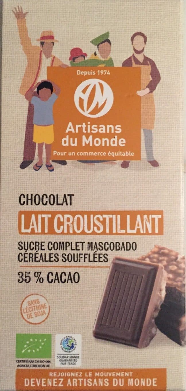 Artisans Du Monde Chocolat lait croustillant packshot