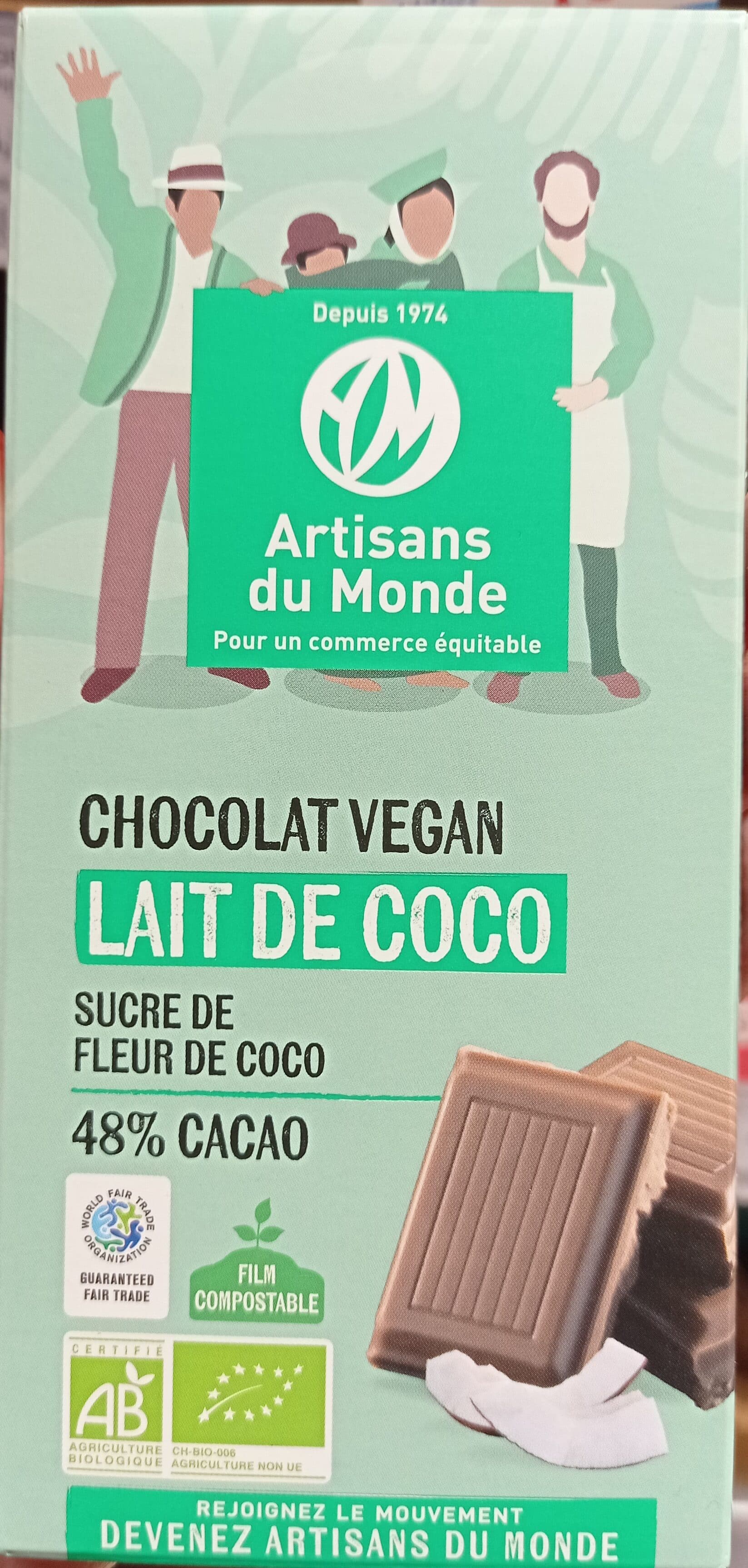 artisans du monde Chocolat Vegan Lait de coco packshot