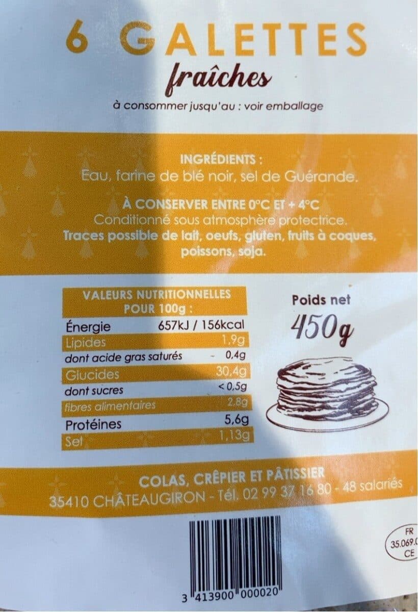 Creperie colas Galettes Colasx6, 450g packshot