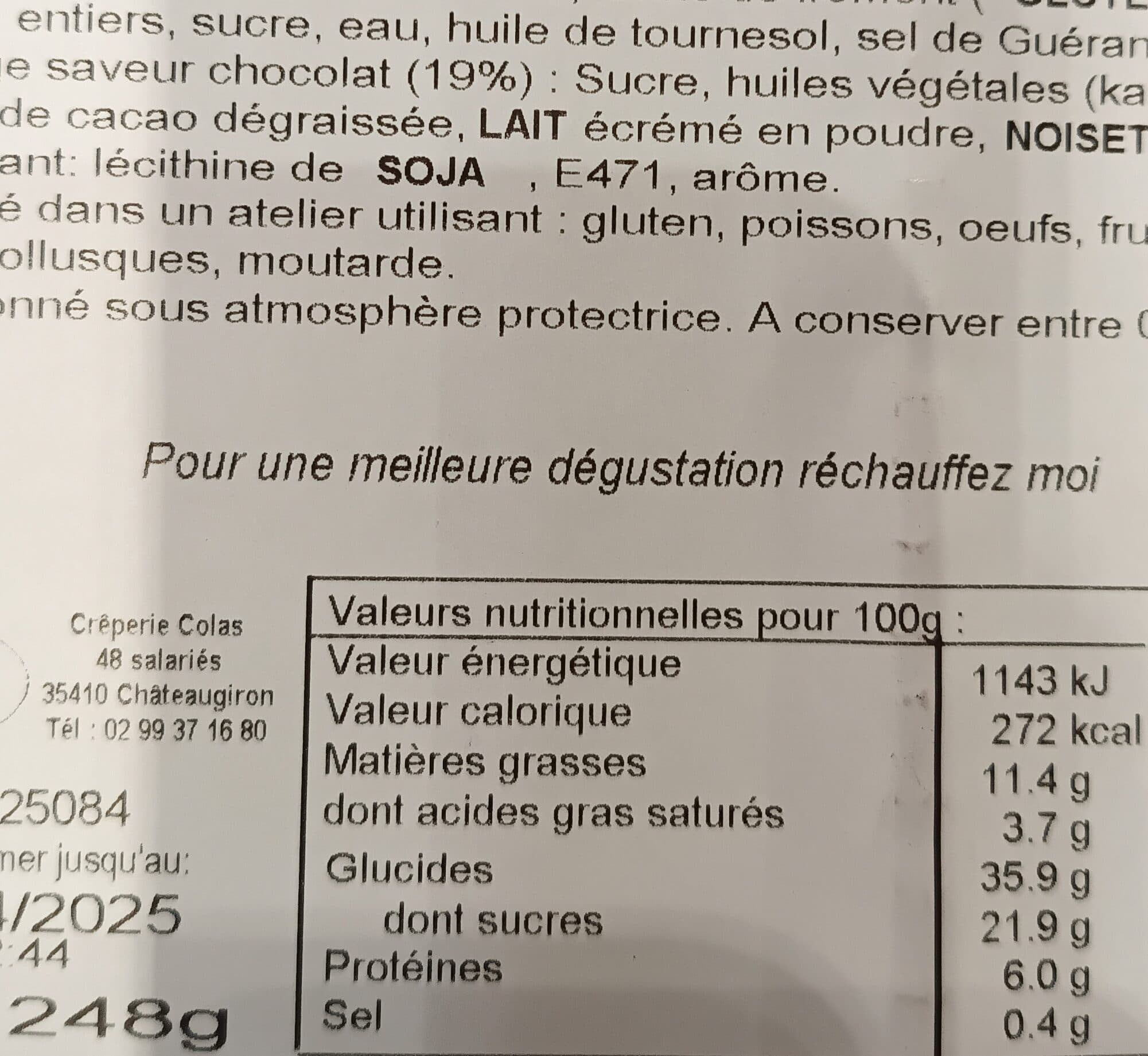 Crêperie Colas 4 crêpes saveur chocolat packshot