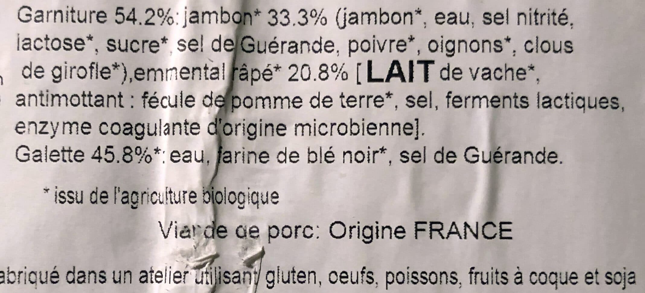 Creperie Colas Galette jambon fromage bio packshot