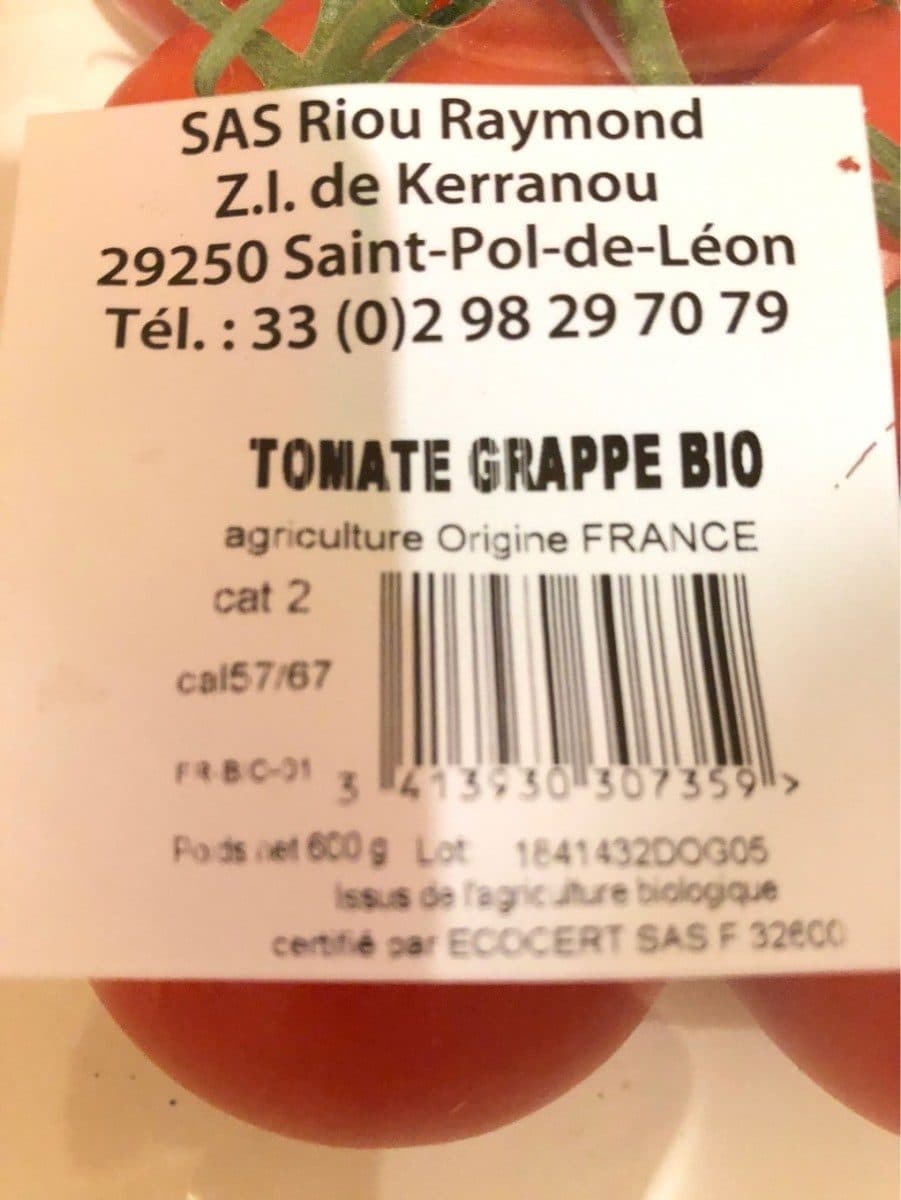 Open Food Facts Tomate grappe bio packshot