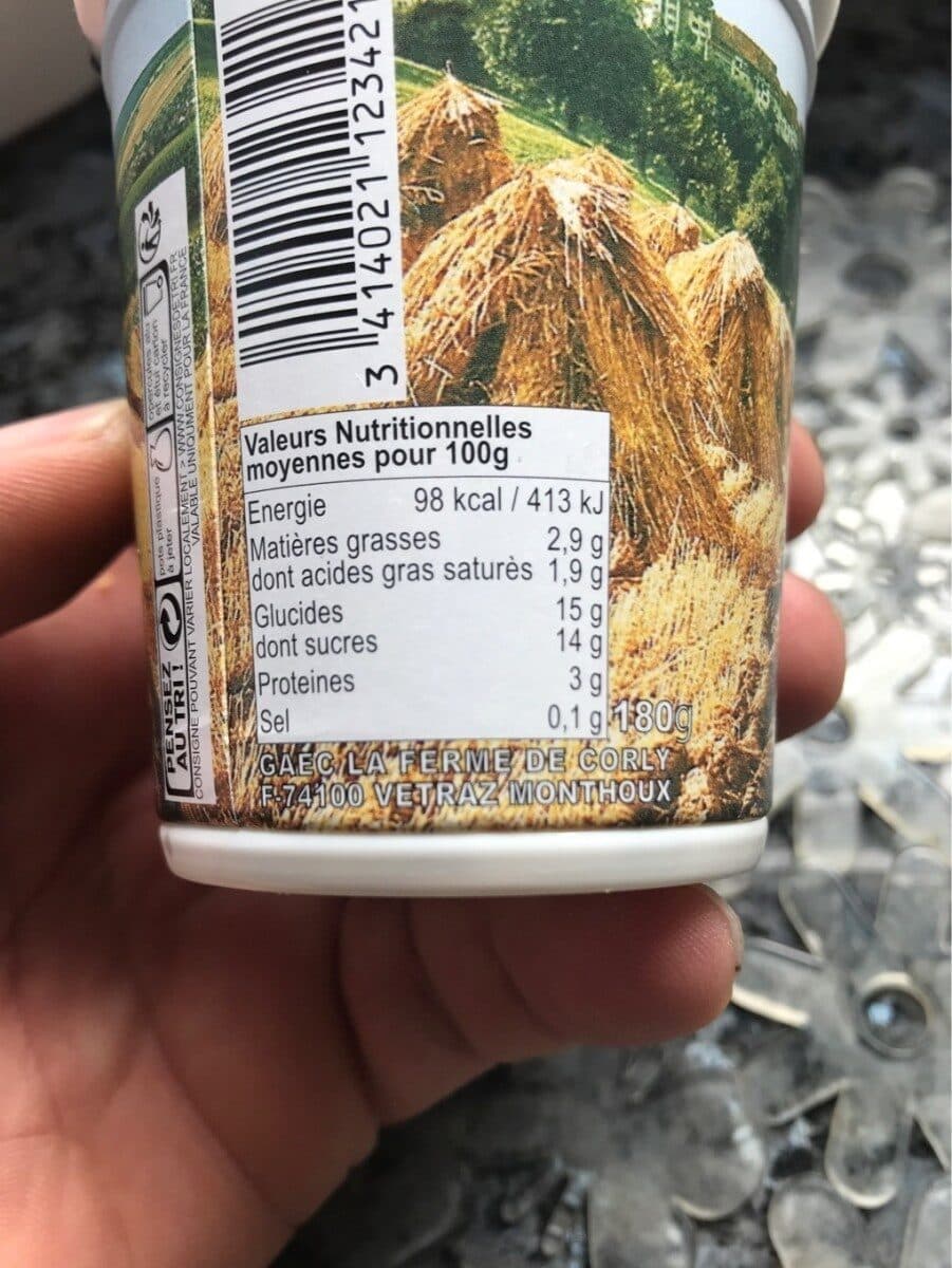 Ferme de Corly Yaourt fermier au lait entier Ferme de Corly packshot