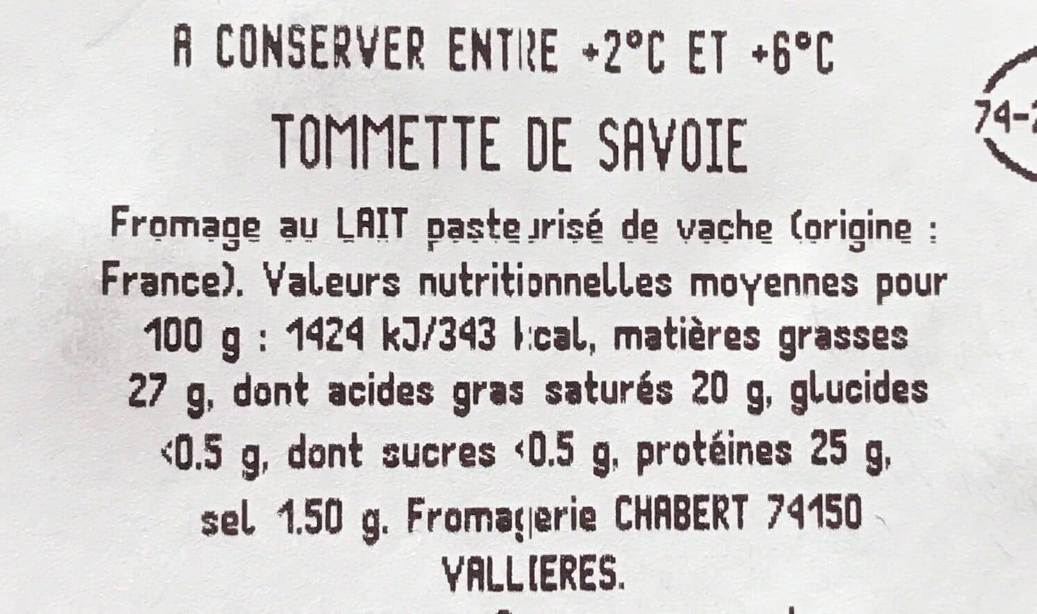 Fromagerie Chabert Tommette de Savoie packshot