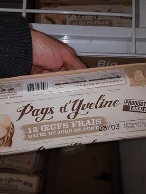 Sans marque Oeufs de poule élevée pays d'Yvelines plein air calibre moyen packshot
