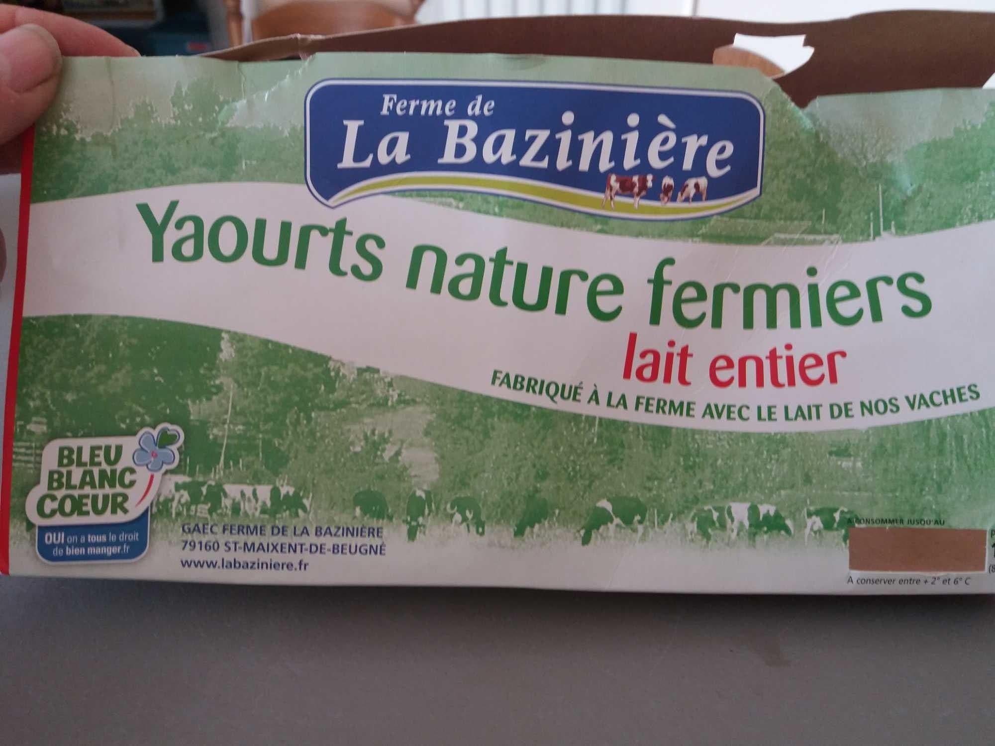 Ferme de La Bazinière Yaourts nature fermiers lait entier packshot