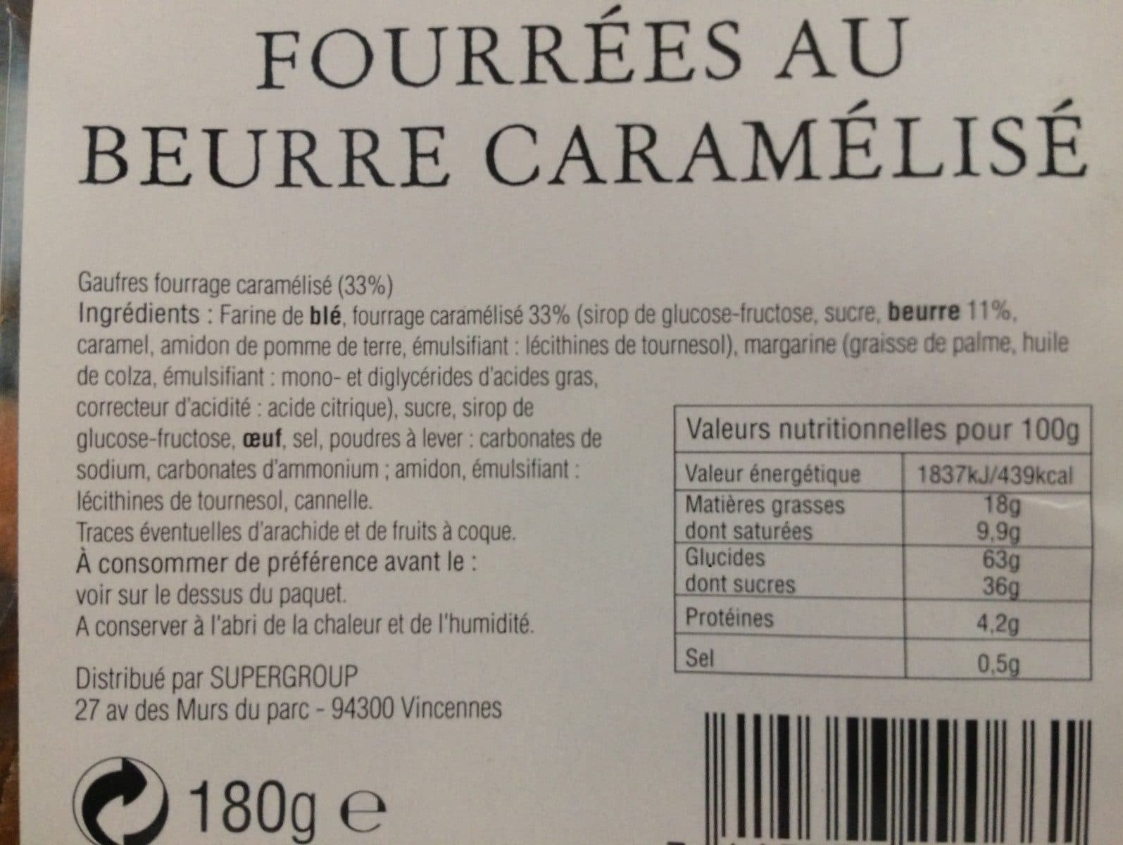 Open Food Facts Gaufres fourrées au beurre camarélisé packshot