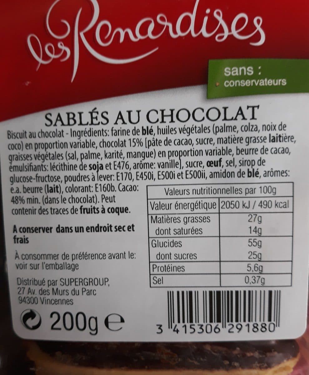 Les Renardises Sablés au chocolat packshot