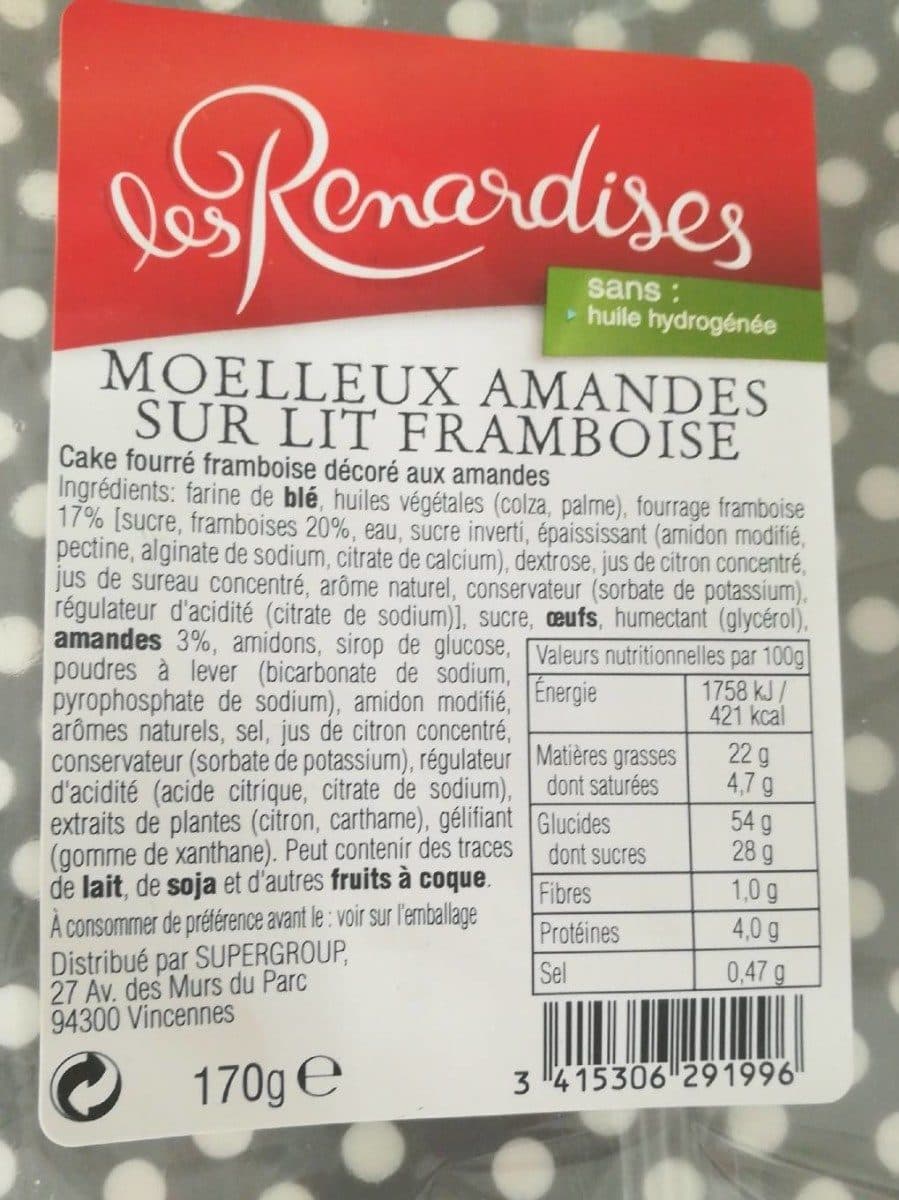 Open Food Facts Moelleux amandes sur un lit framboises packshot