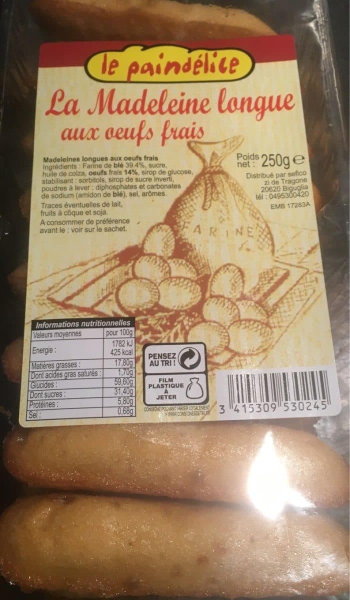 La paindélice La Madeleine longue aux oeuf frais packshot
