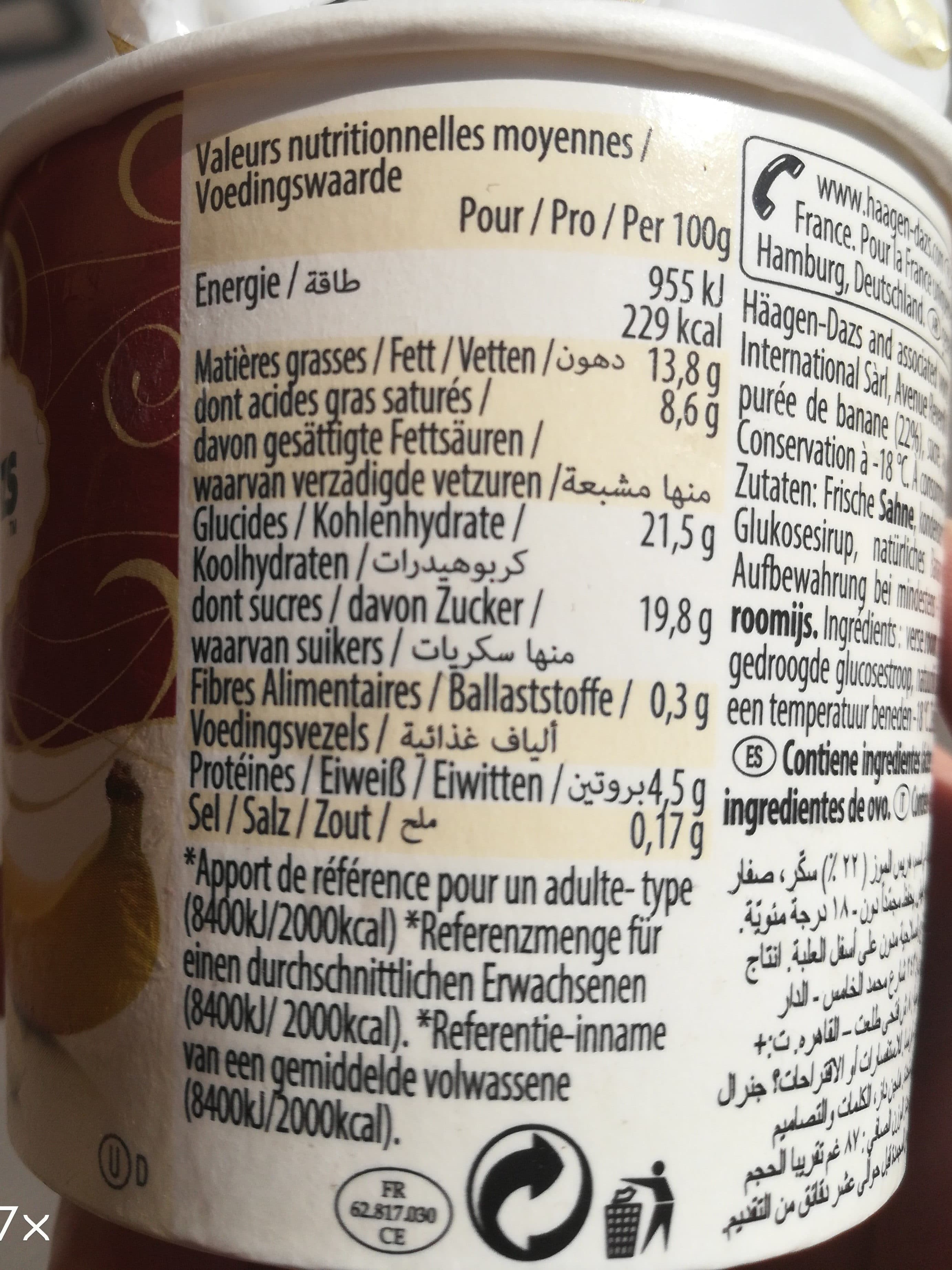 Häagen-Dazs Glace banane et creme packshot