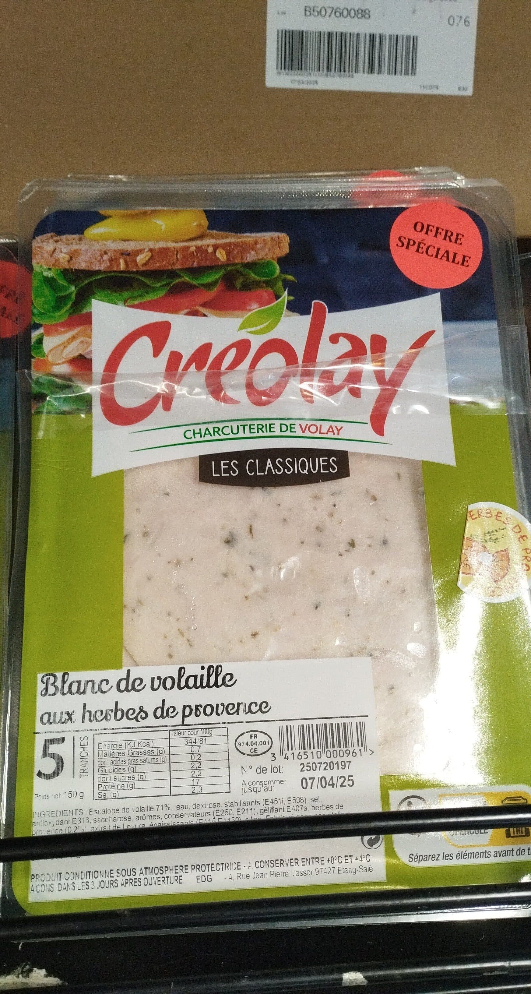 Creolay Blanc de volaille aux herbes de Provence packshot