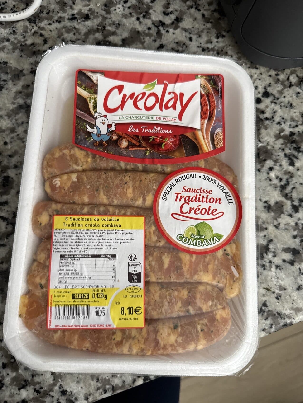 Créolay 6 saucisses de volaille packshot