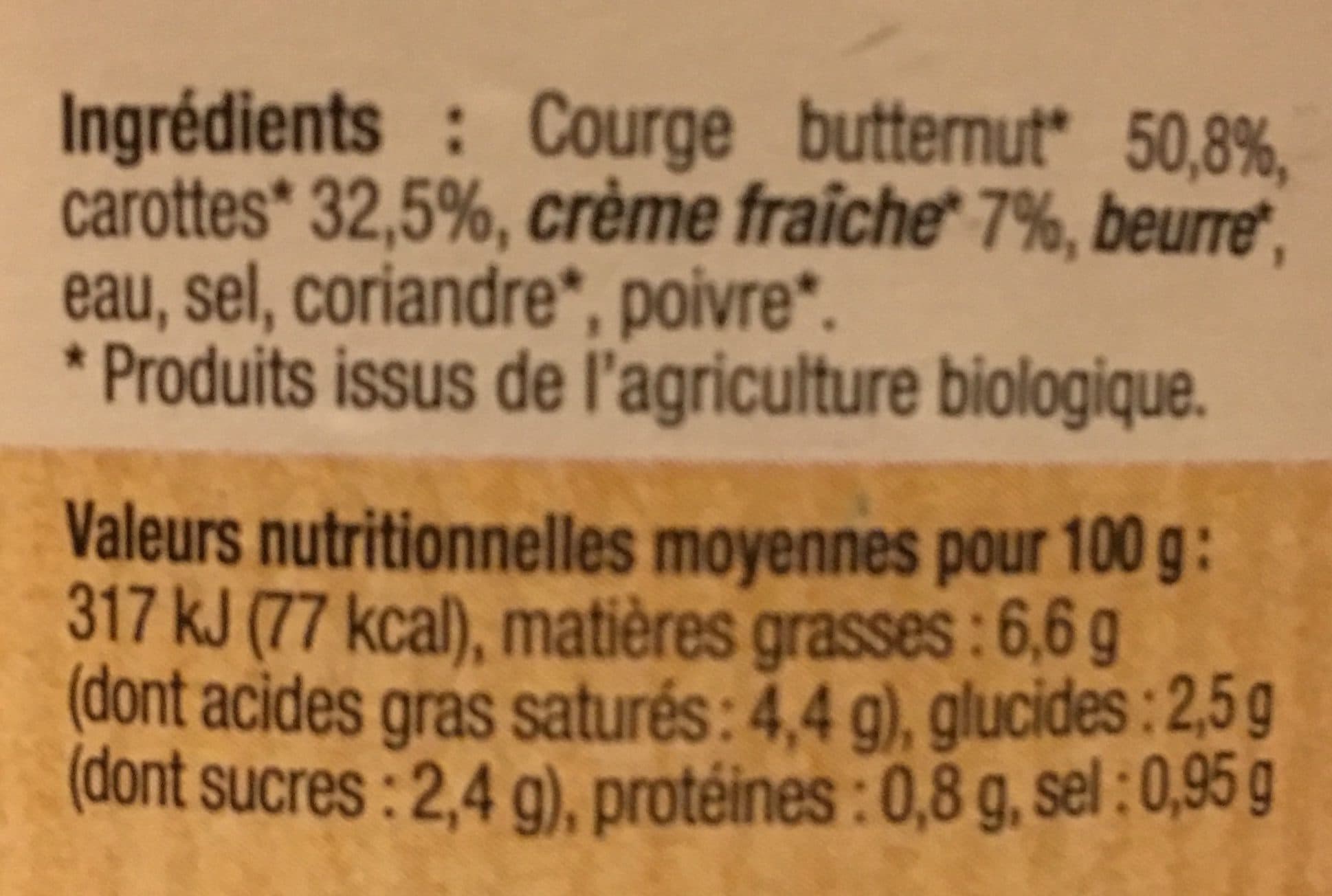 Les bories Mousseline de butternut et carottes a la coriandre packshot
