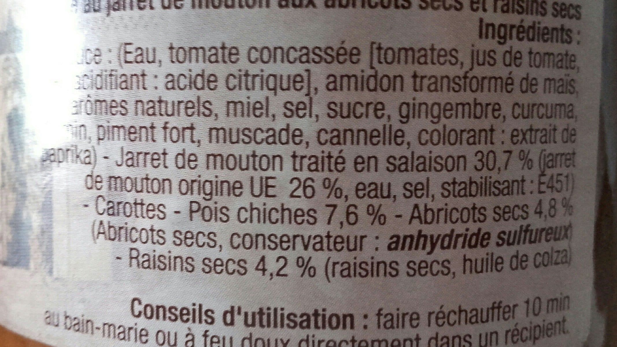 La Table Méditerranéenne Tajine de mouton aux abricots et raisins secs packshot