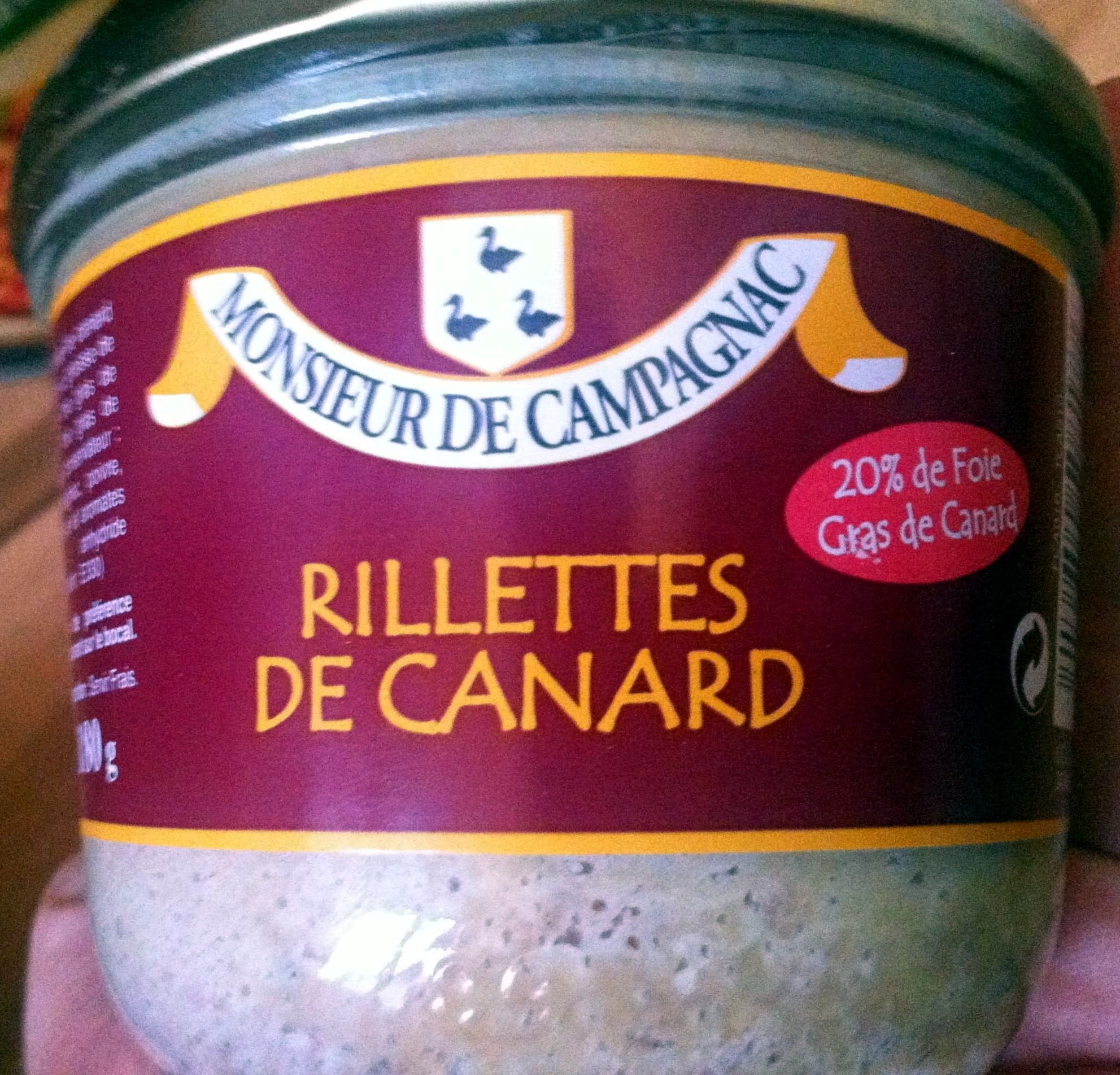 Monsieur de Campagnac Rillettes de canard - 20% de foie gras de canard packshot