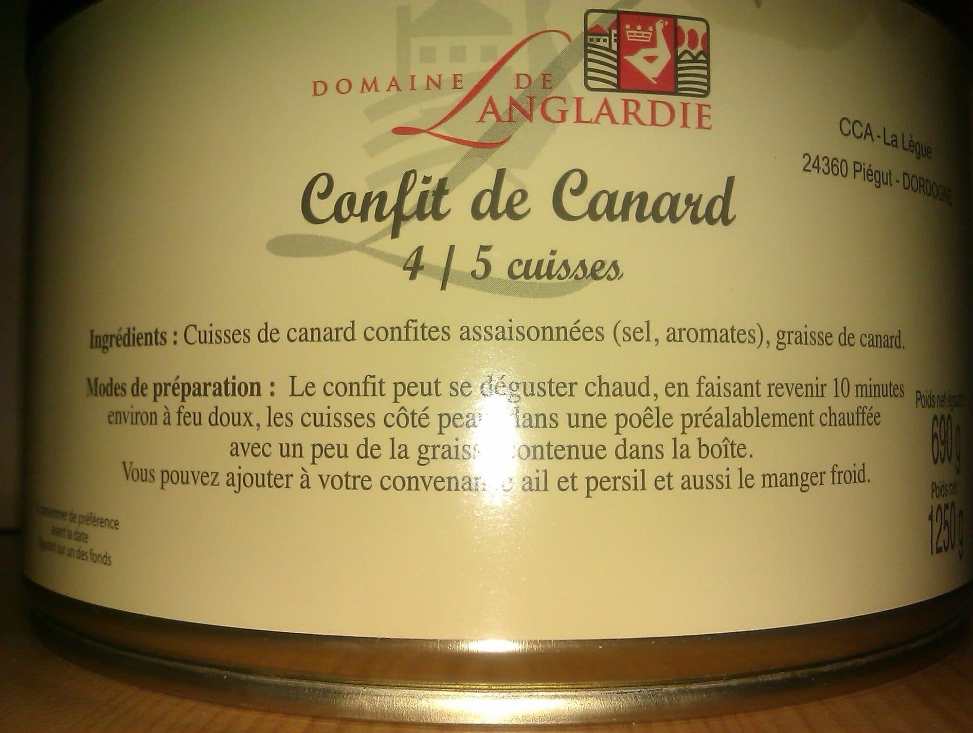 Domaine De Anglardie Confit de Canard - 4/5 cuisses | Entenkonfit packshot