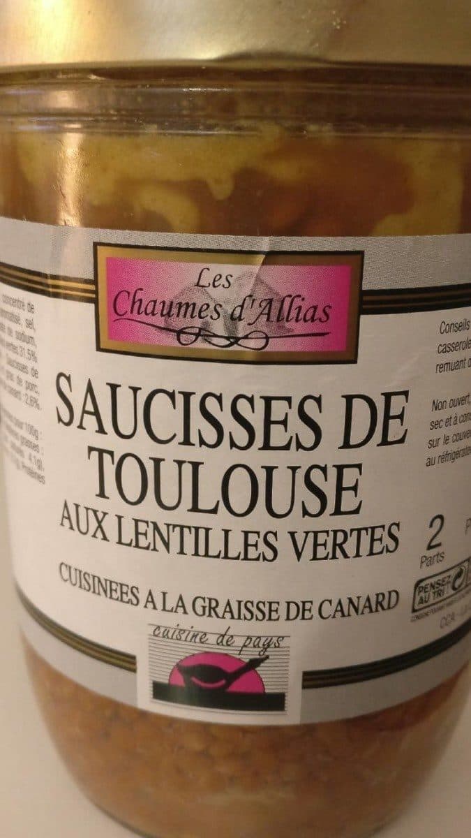 Les Chaumes d'Allias Saucisses de Toulouse aux lentilles vertes packshot