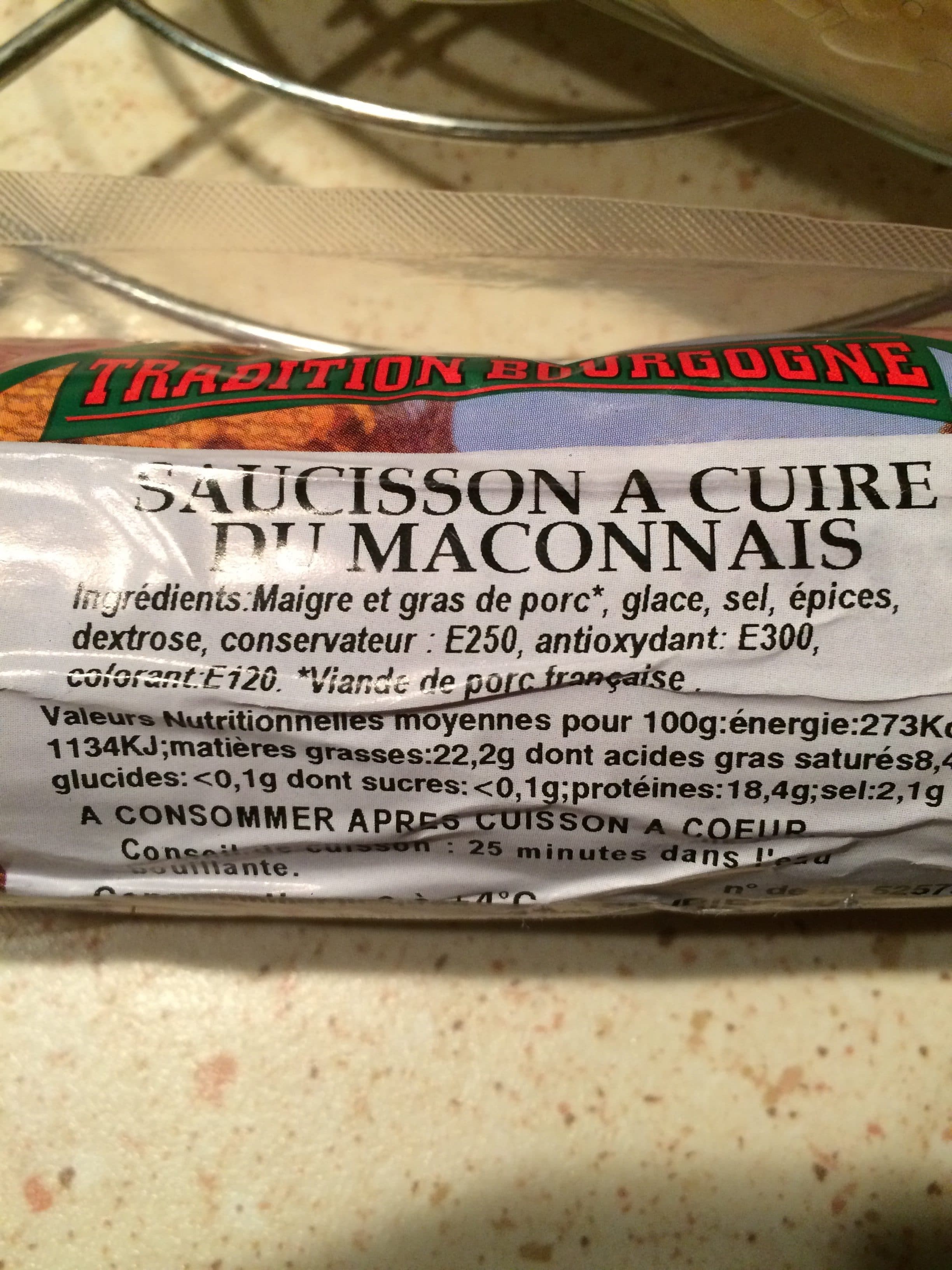 Tradition Bourgogne Sélectionné par votre magasin Saucisson à cuire du maconnais Tradition Gourmande la pièce de 350 g packshot