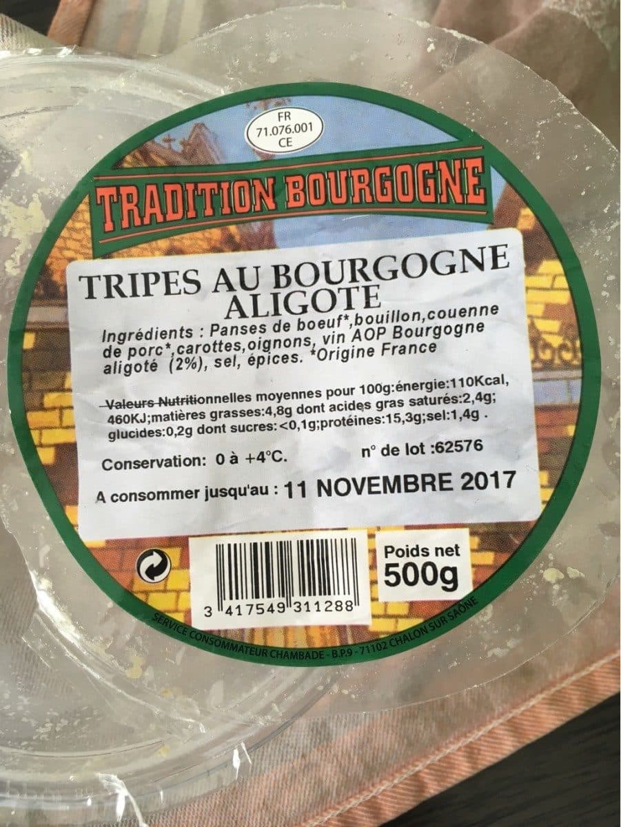 Open Food Facts Tripes au bourgogne aligoté packshot