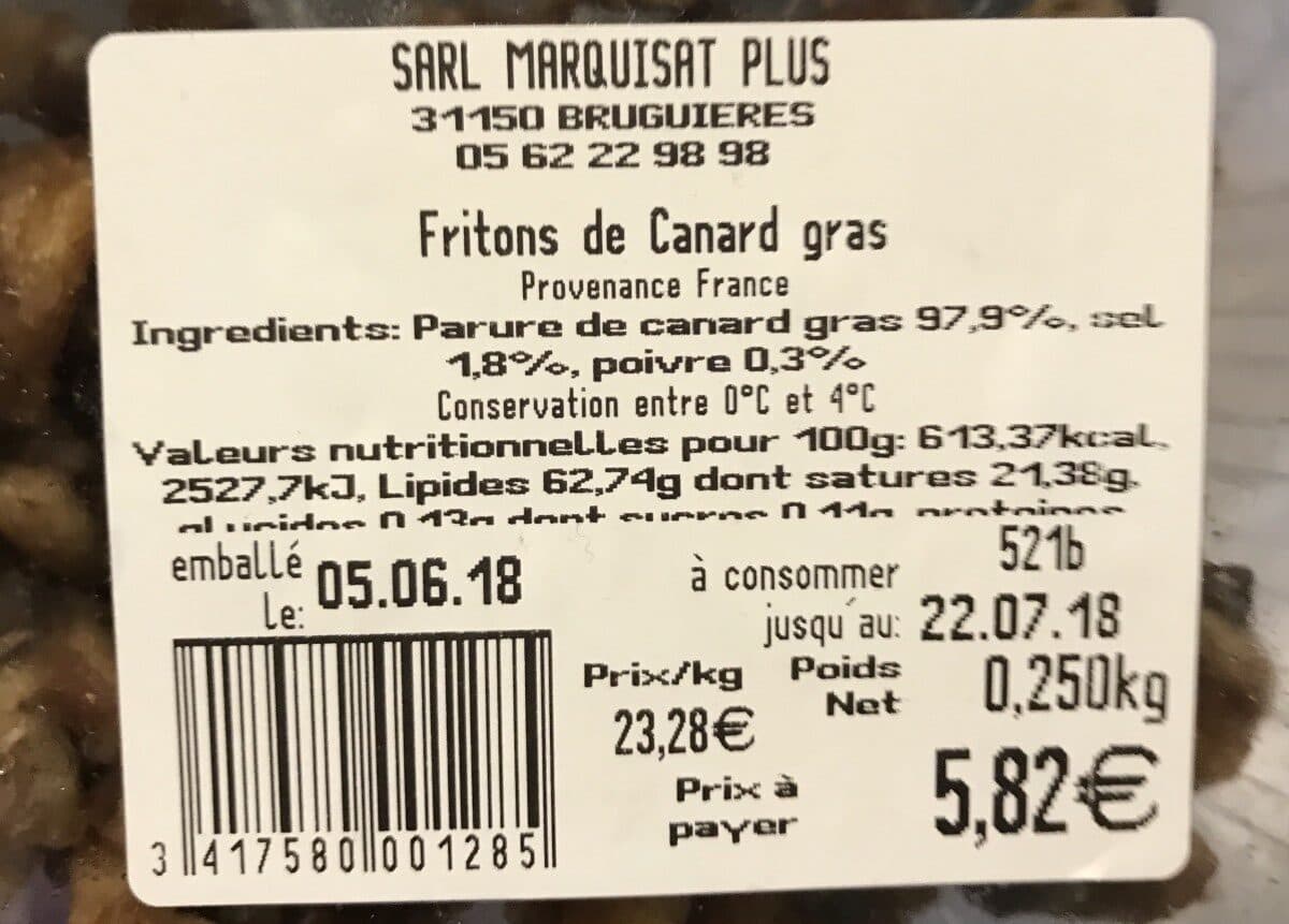 Open Food Facts Fritons de canard gras packshot