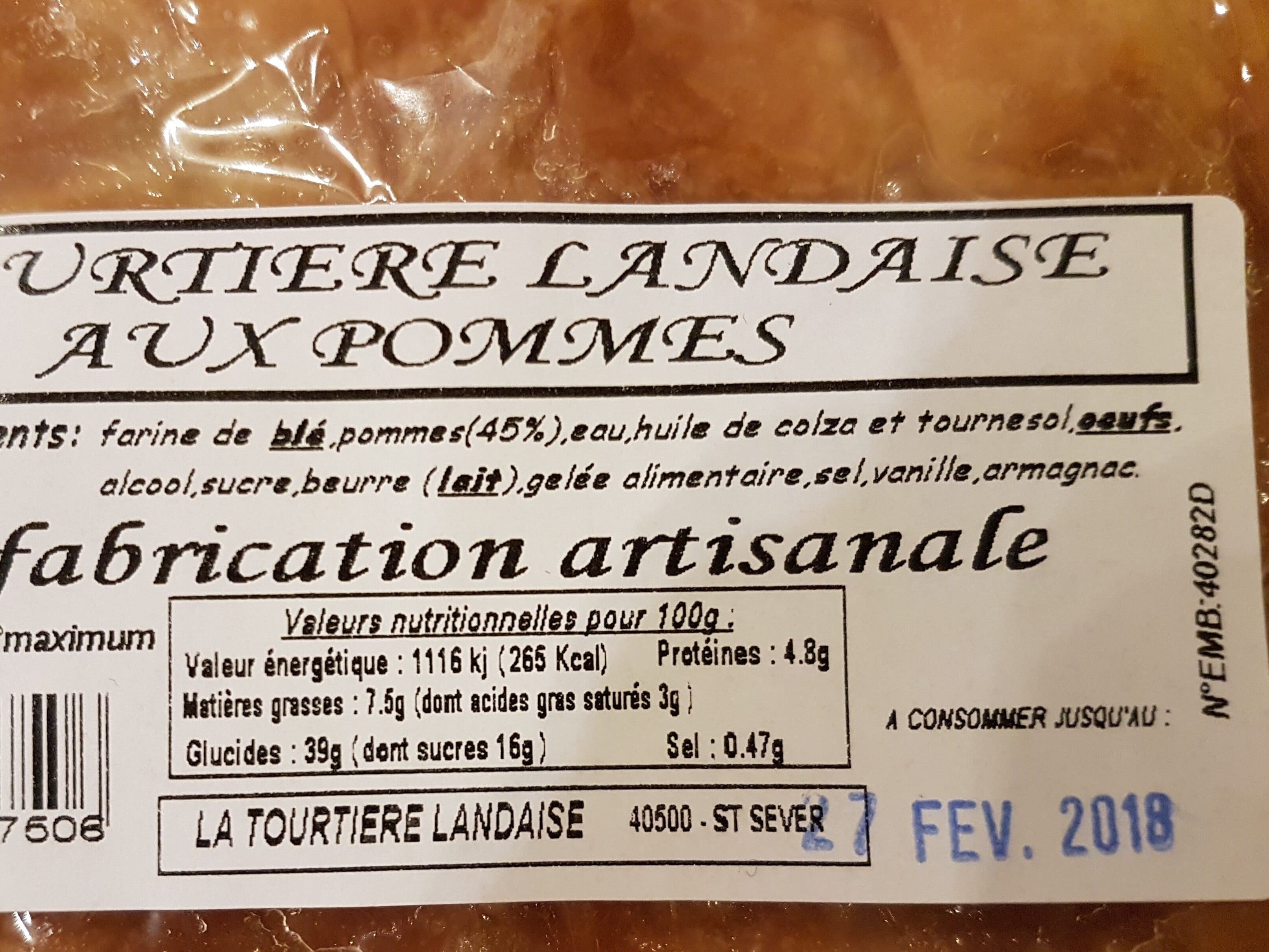 La Tourtière Landaise Tourtière landaise aux pommes packshot