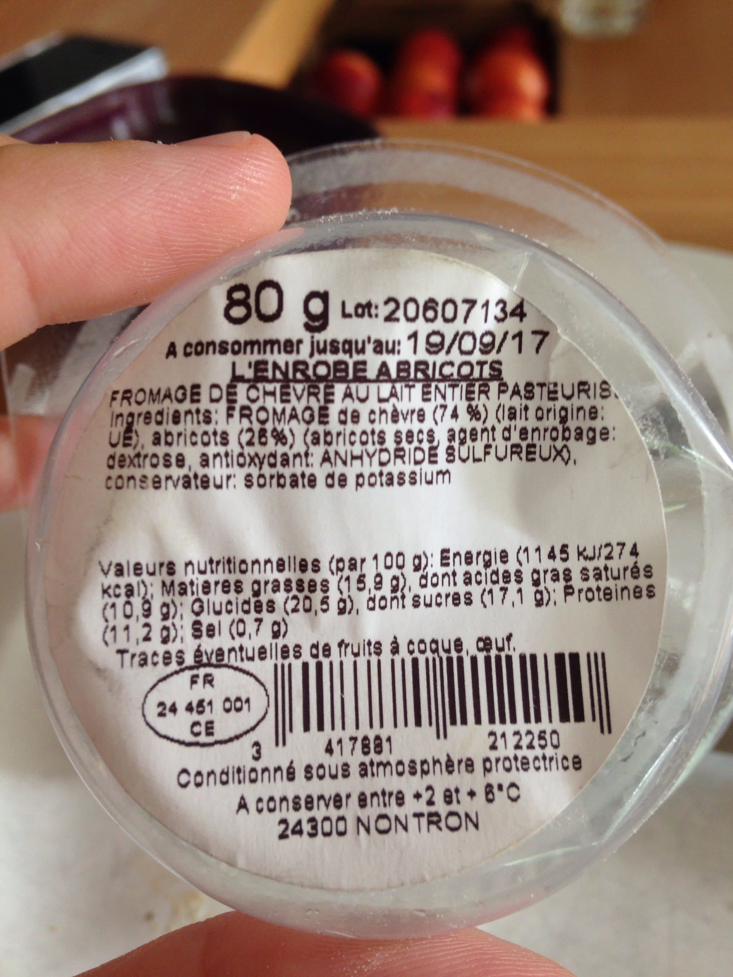 Fromage Fromage frais chèvre Le Chevreuille Enrobé Abricot packshot