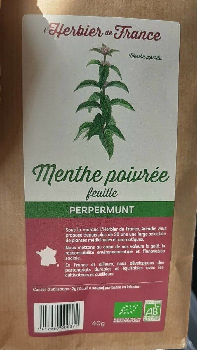 Herbier de france MENTHE POIVRÉE feuille sachet 40g* packshot
