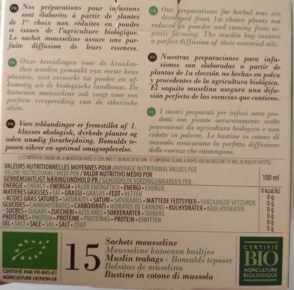 Open Food Facts Tisane Hivernale - 15 Infusettes - Herbier De France packshot