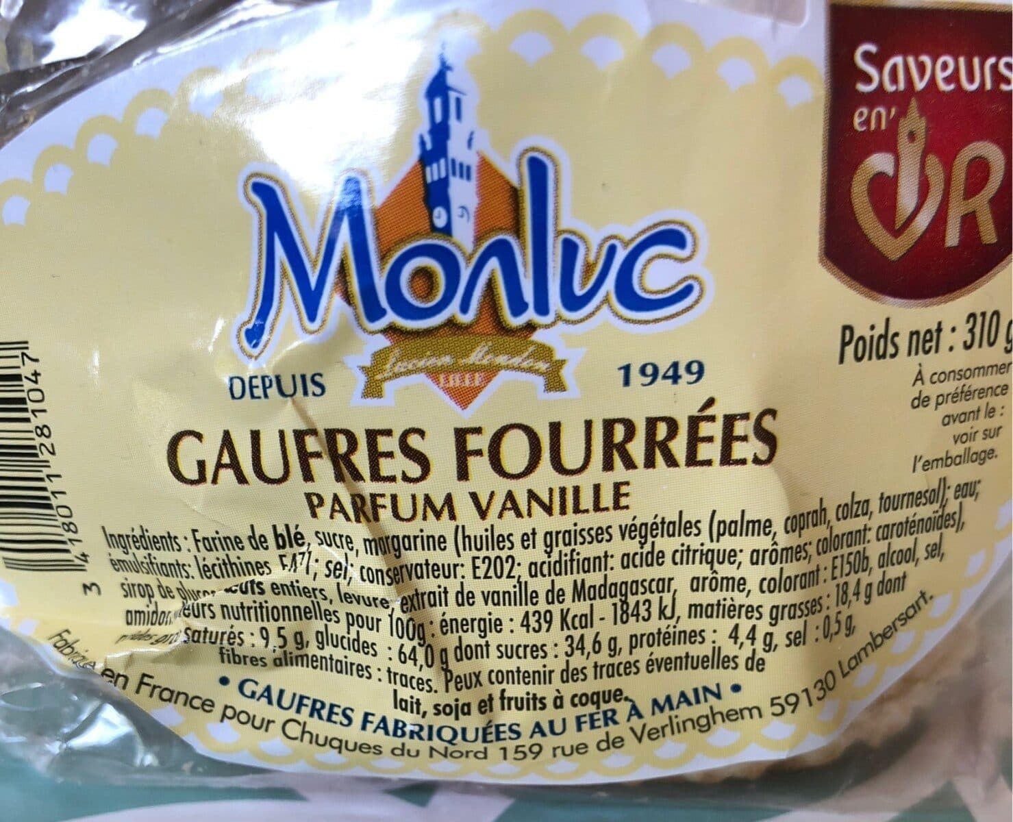 Open Food Facts Gaufres fourrées parfum vanille packshot
