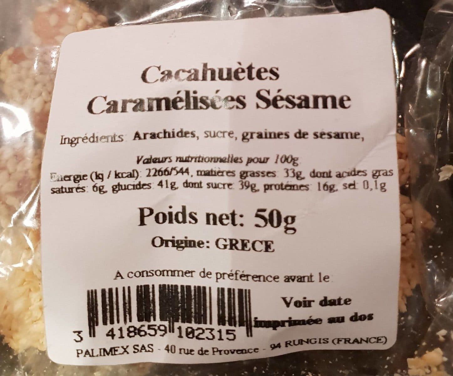 Open Food Facts Cacahuètes caramélisées sésame packshot