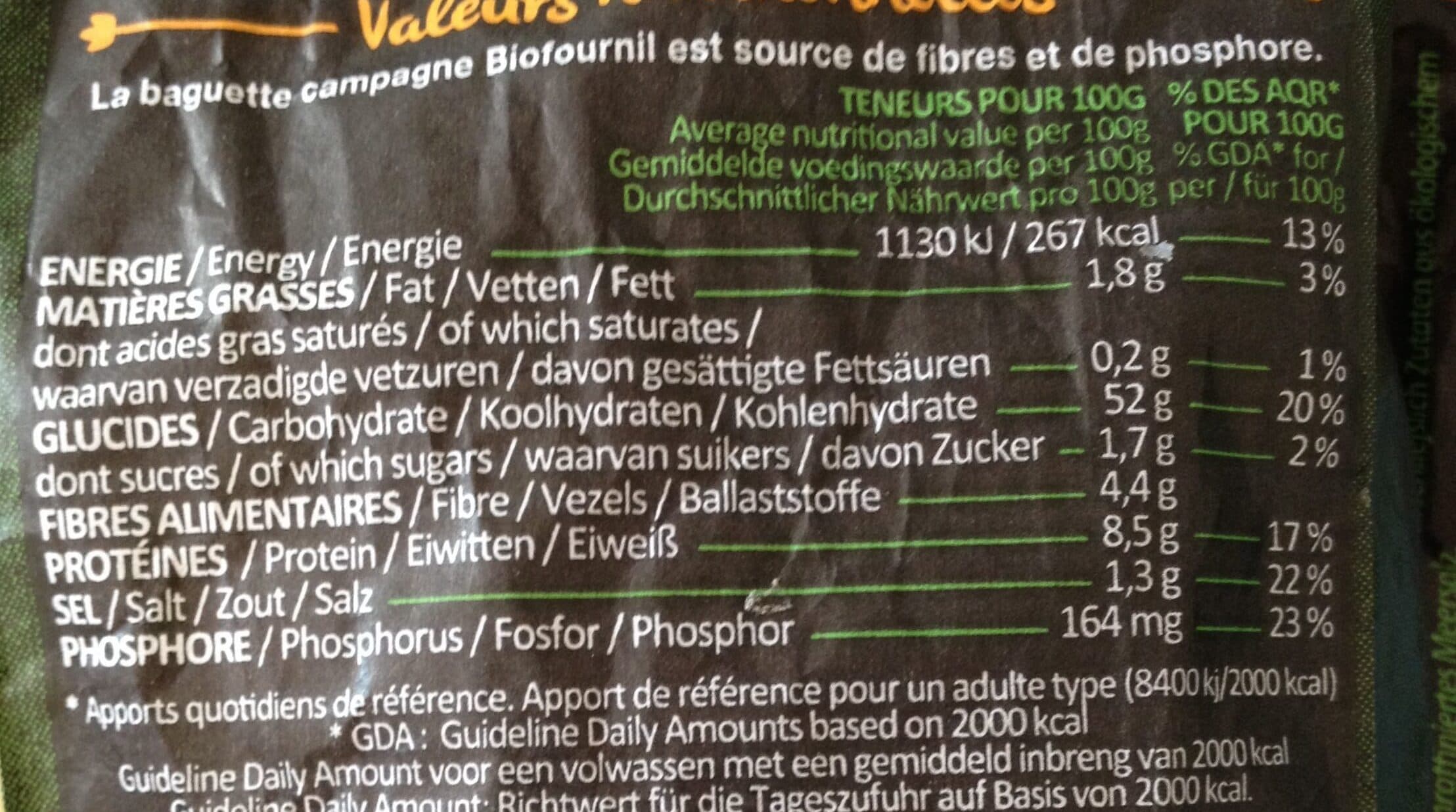 Biofournil Baguette de campagne packshot