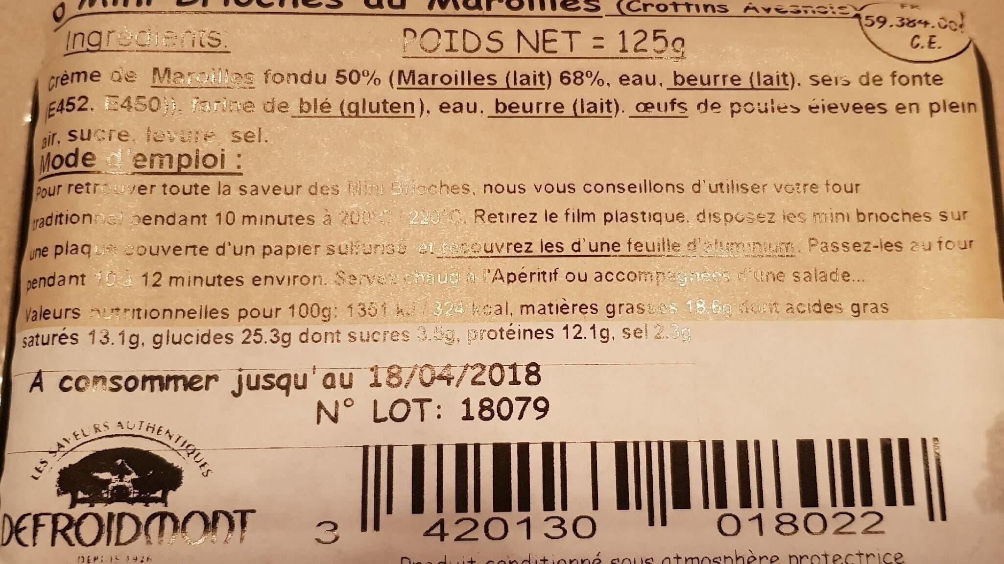 Open Food Facts Mini brioches au maroilles packshot