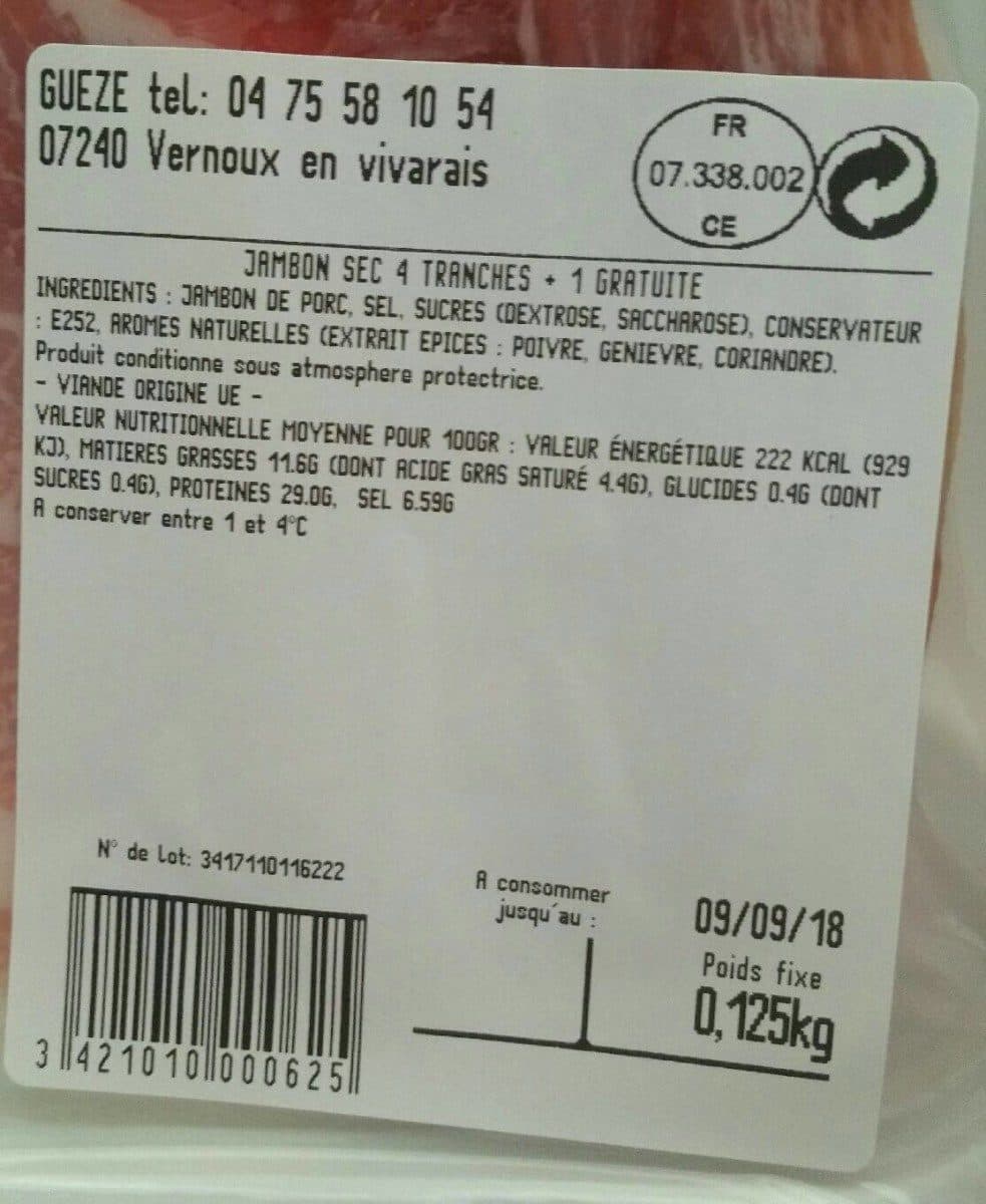 Open Food Facts Jambon sec packshot