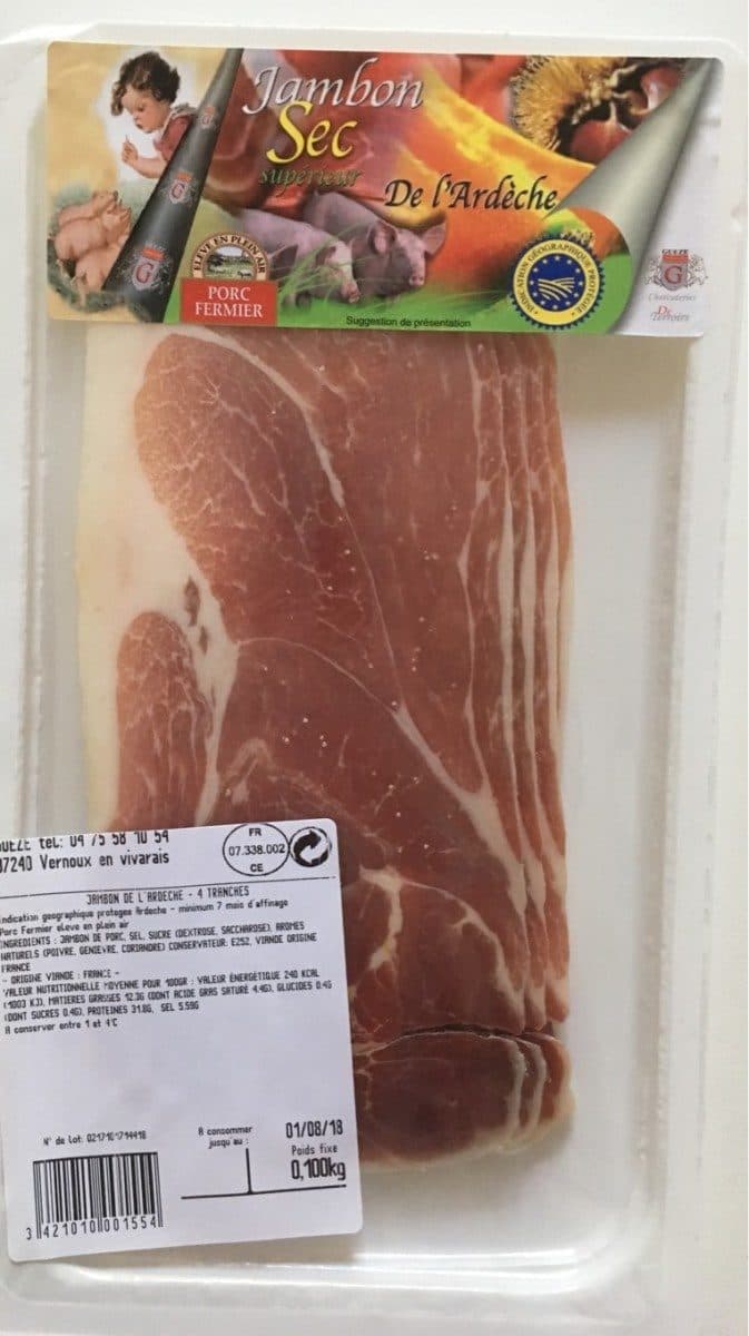 Open Food Facts Jambon sec supérieur de l'Ardèche packshot