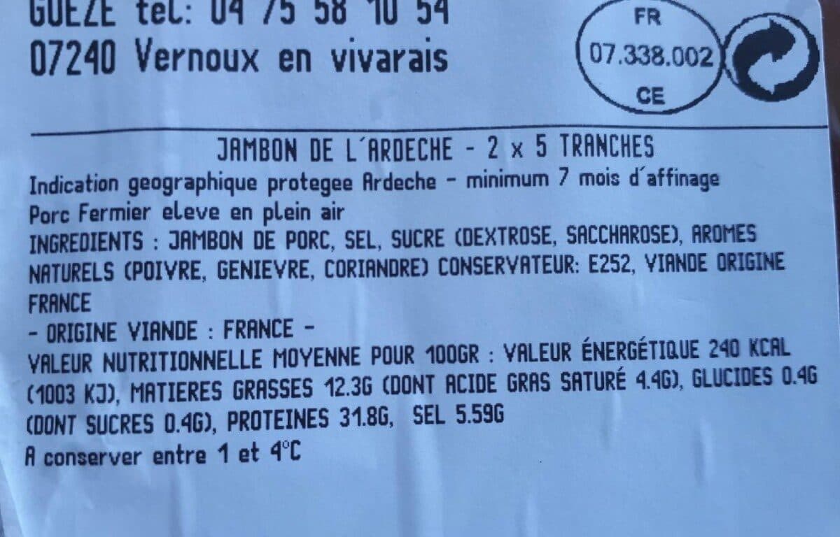 Open Food Facts Jambon sec superieur de l'Ardèche packshot