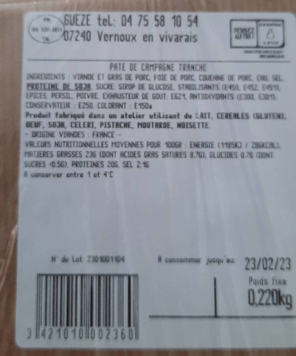 Gueze Pâte de campagne packshot
