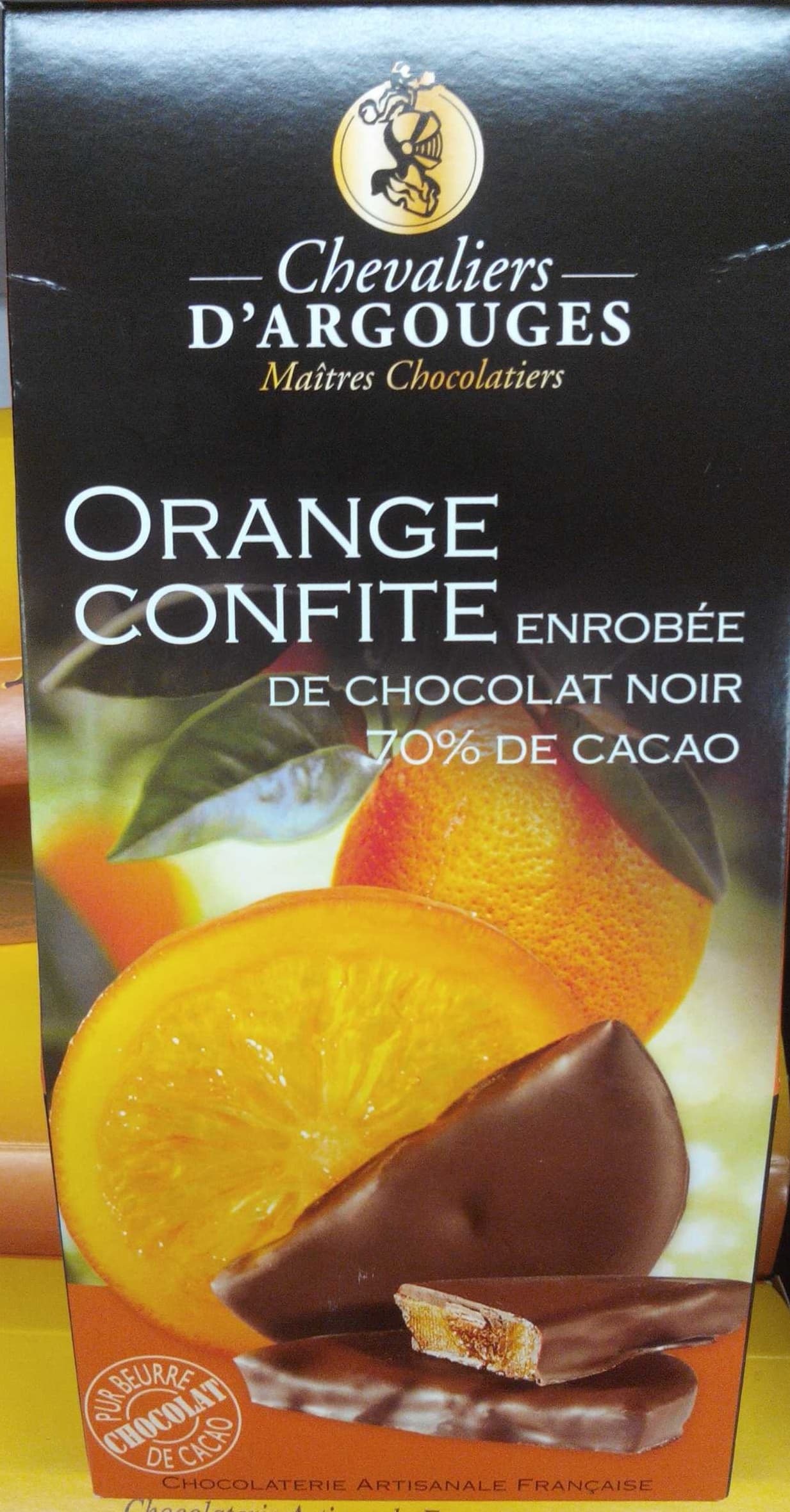 Chevaliers d argouges Orange Confite enrobée de Chocolat Noir packshot