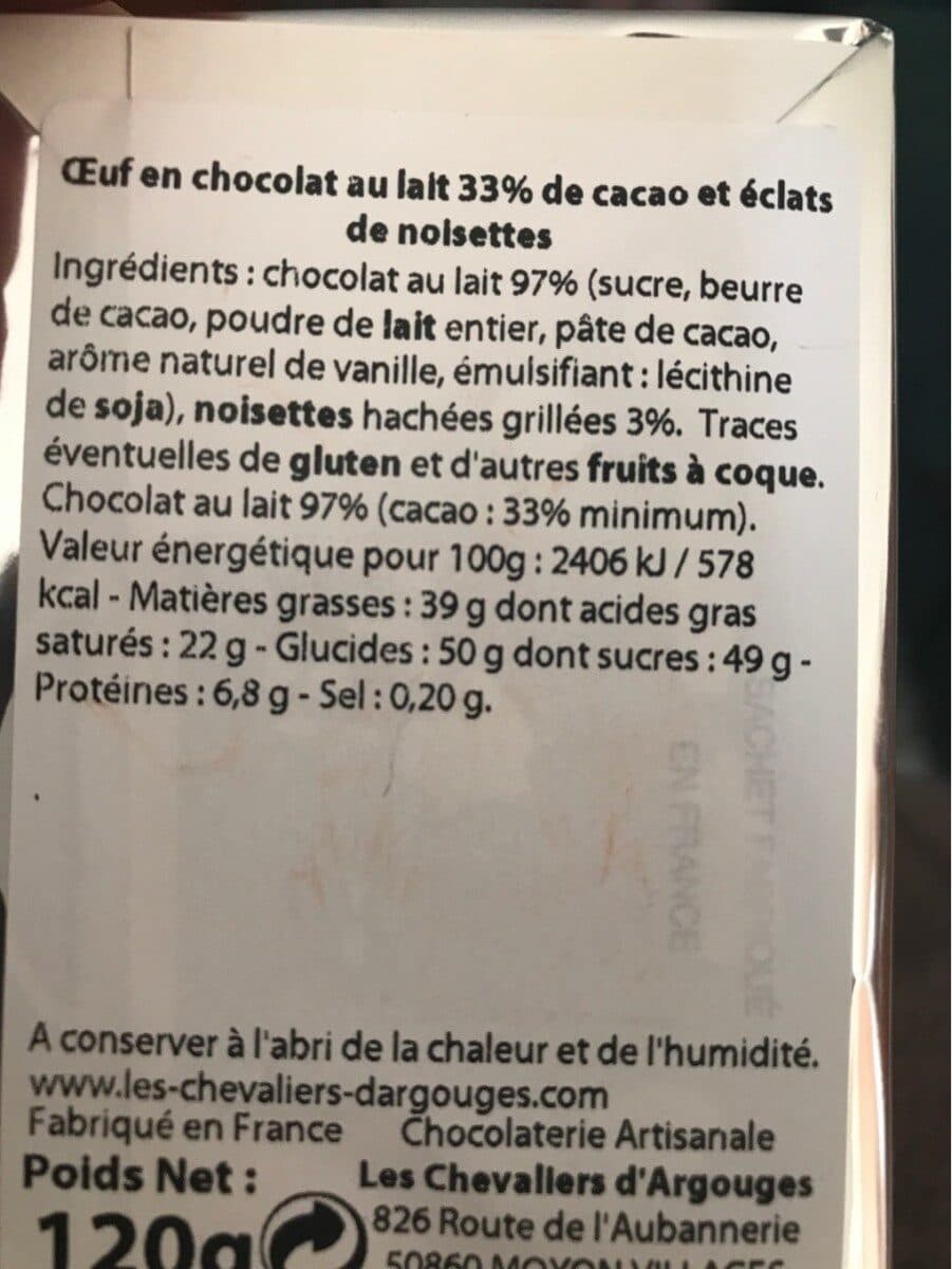 Chevaliers d'Argouges Les chevaliers d'Argouges oeuf chocolat au lait eclat packshot