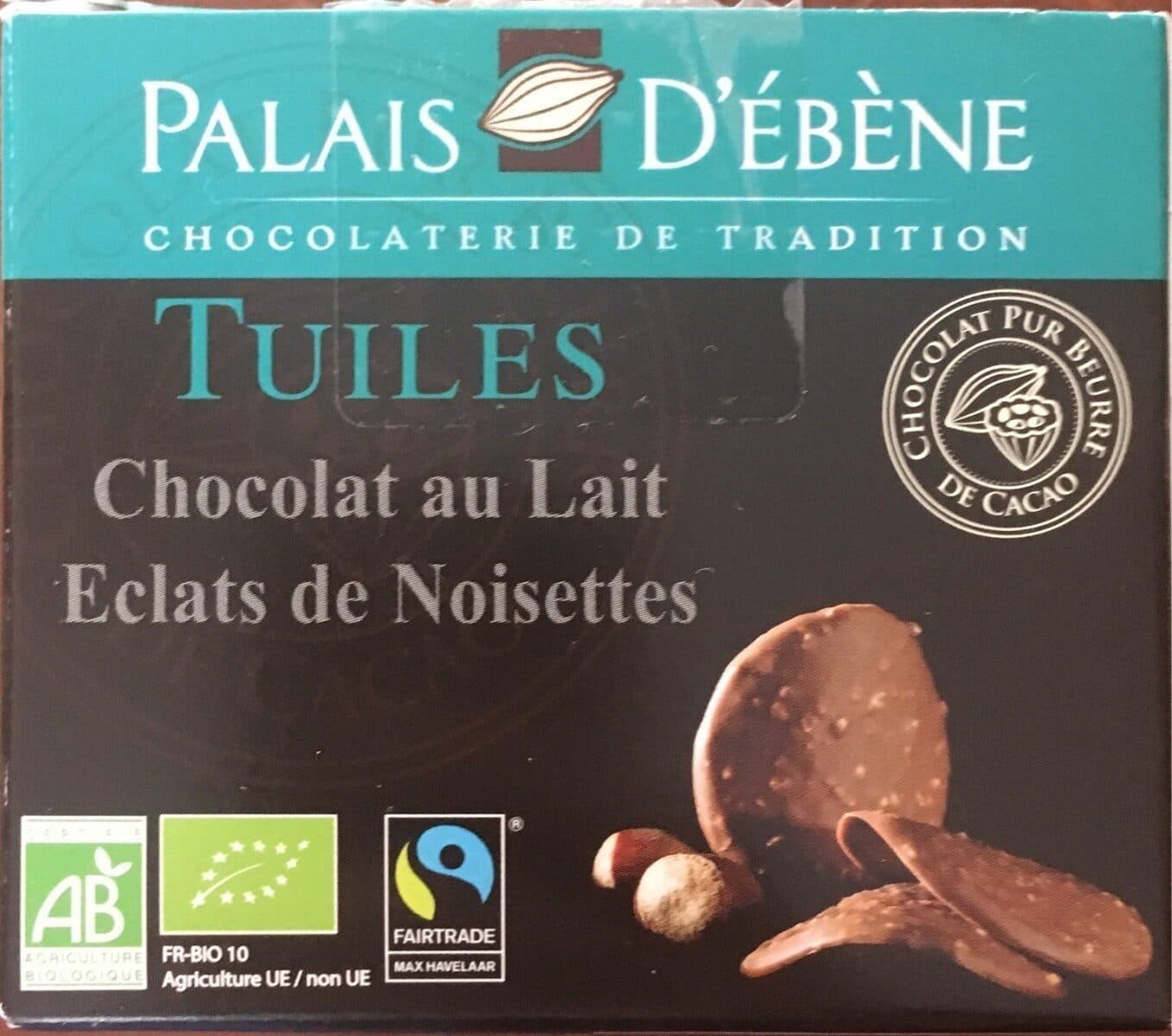 Palais D'Ébène Tuiles chocolat au Lait eclats de noisettes packshot