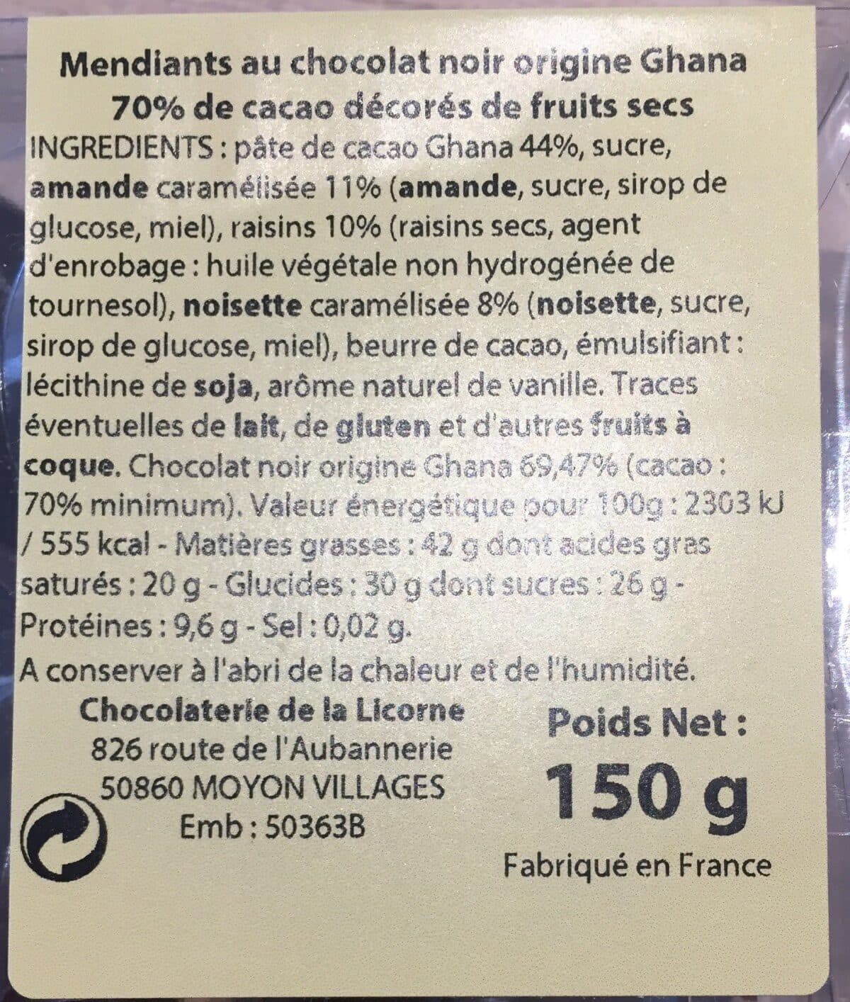 Open Food Facts Mendiants packshot