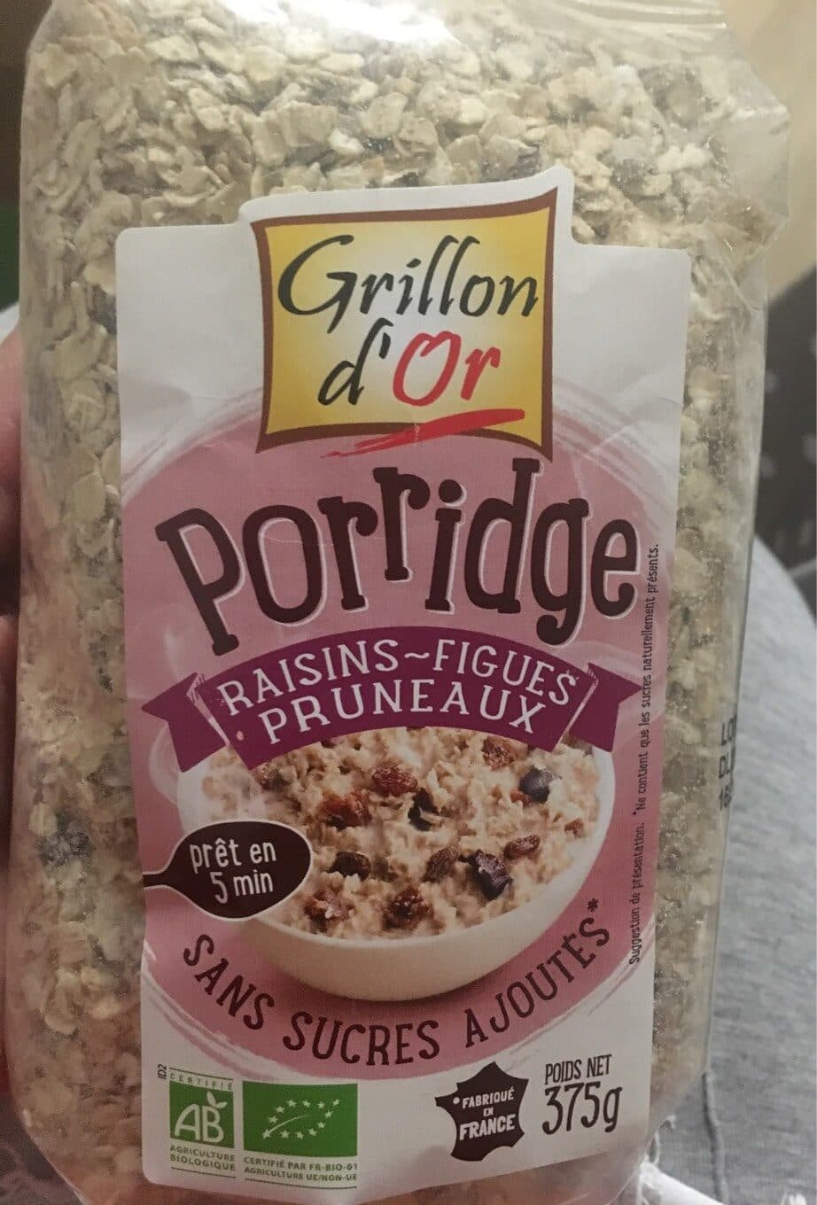 Grillon d'Or Porridge Raisins Figues Pruneaux packshot
